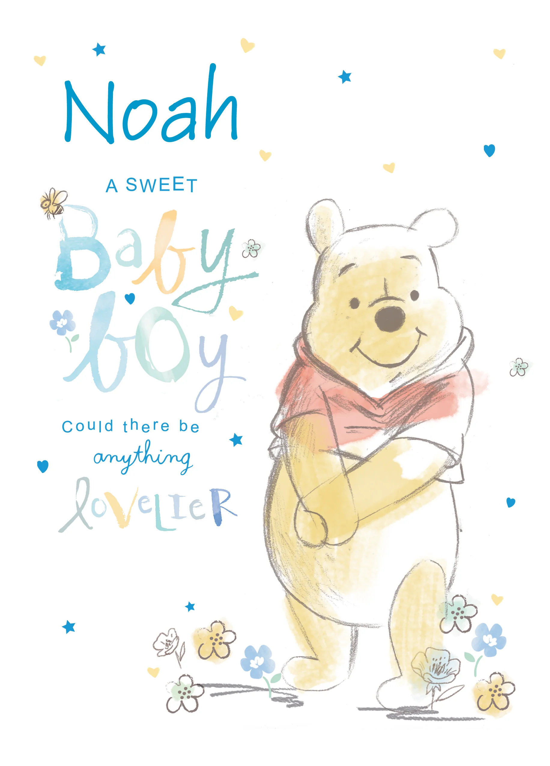 Personalised Disney Winnie The Pooh Card For Baby Boy