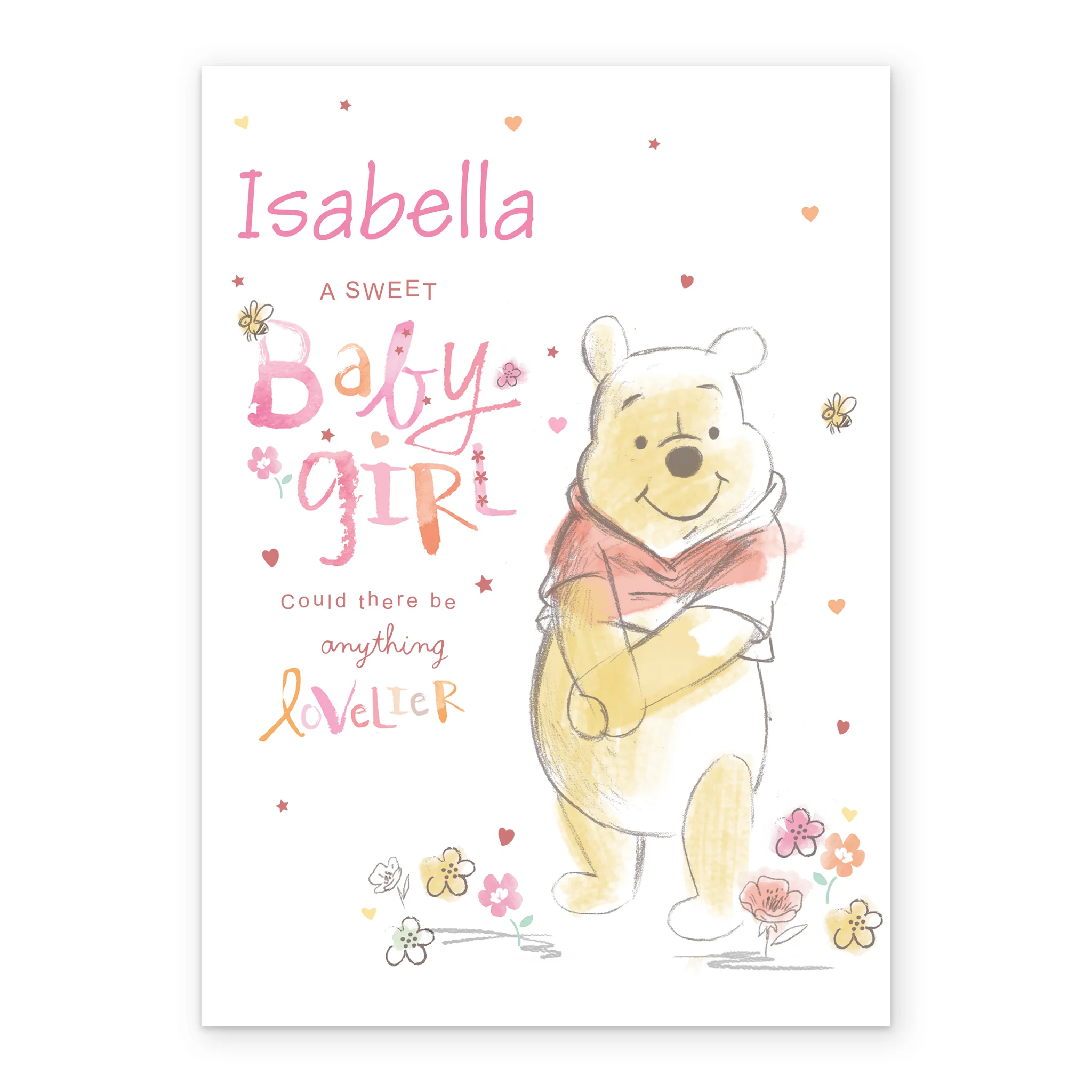 Personalised Disney Winnie The Pooh Card For Baby Girl - Image 2