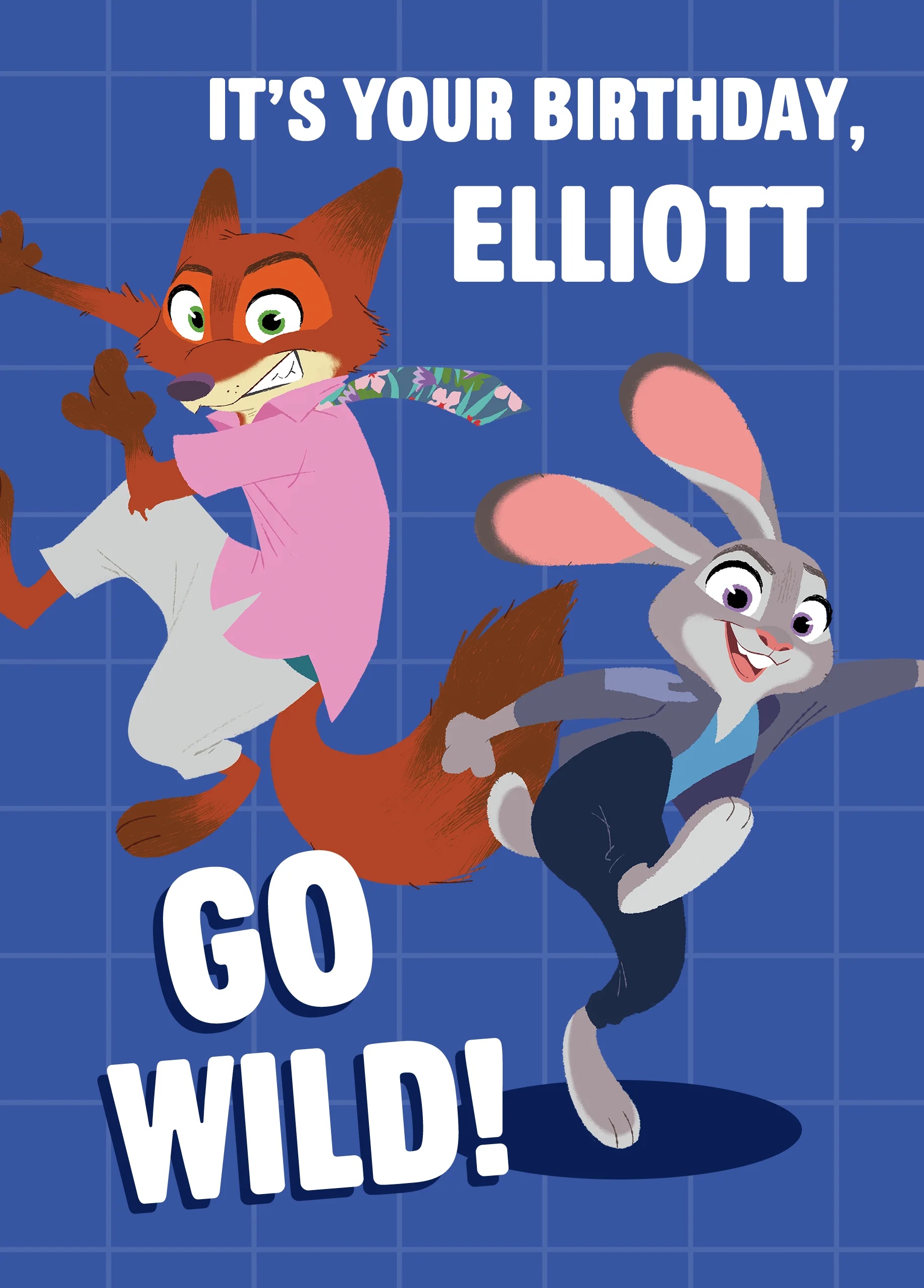 Personalised Disney Zootropolis 'Go Wild' Birthday Card for Kids