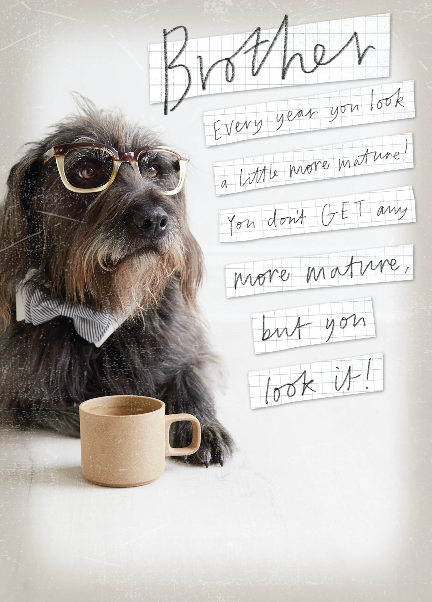 Personalised Dog In Glasses Birthday Card For Brother
