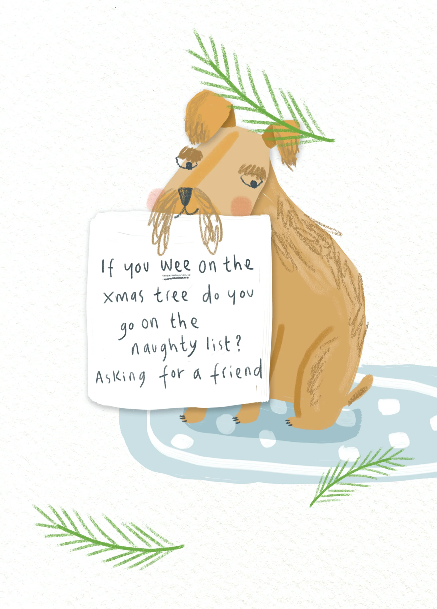 Personalised Dog Shaming Funny Naughty List Christmas Card