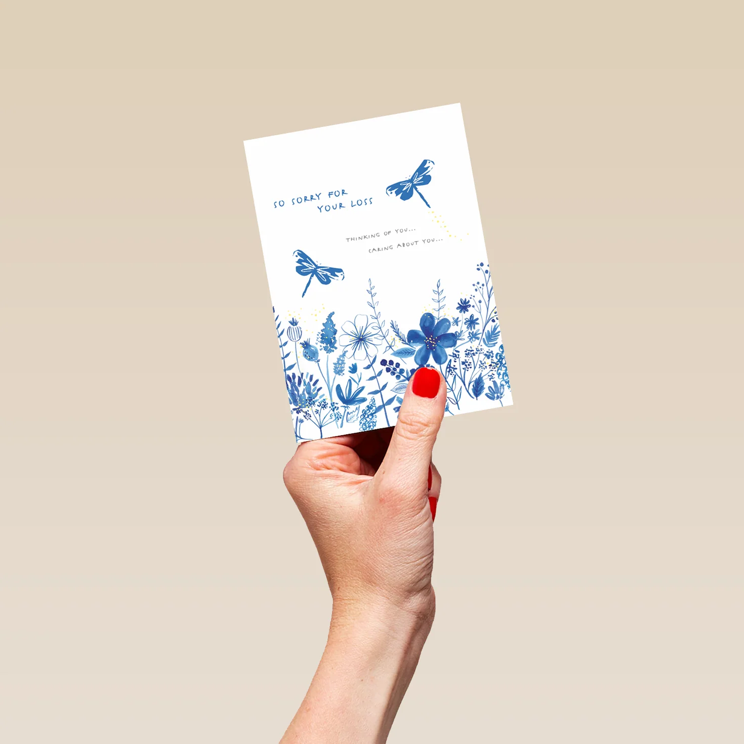 Personalised Dragonflies and Blue Flowers Sympathy Card - Image 4