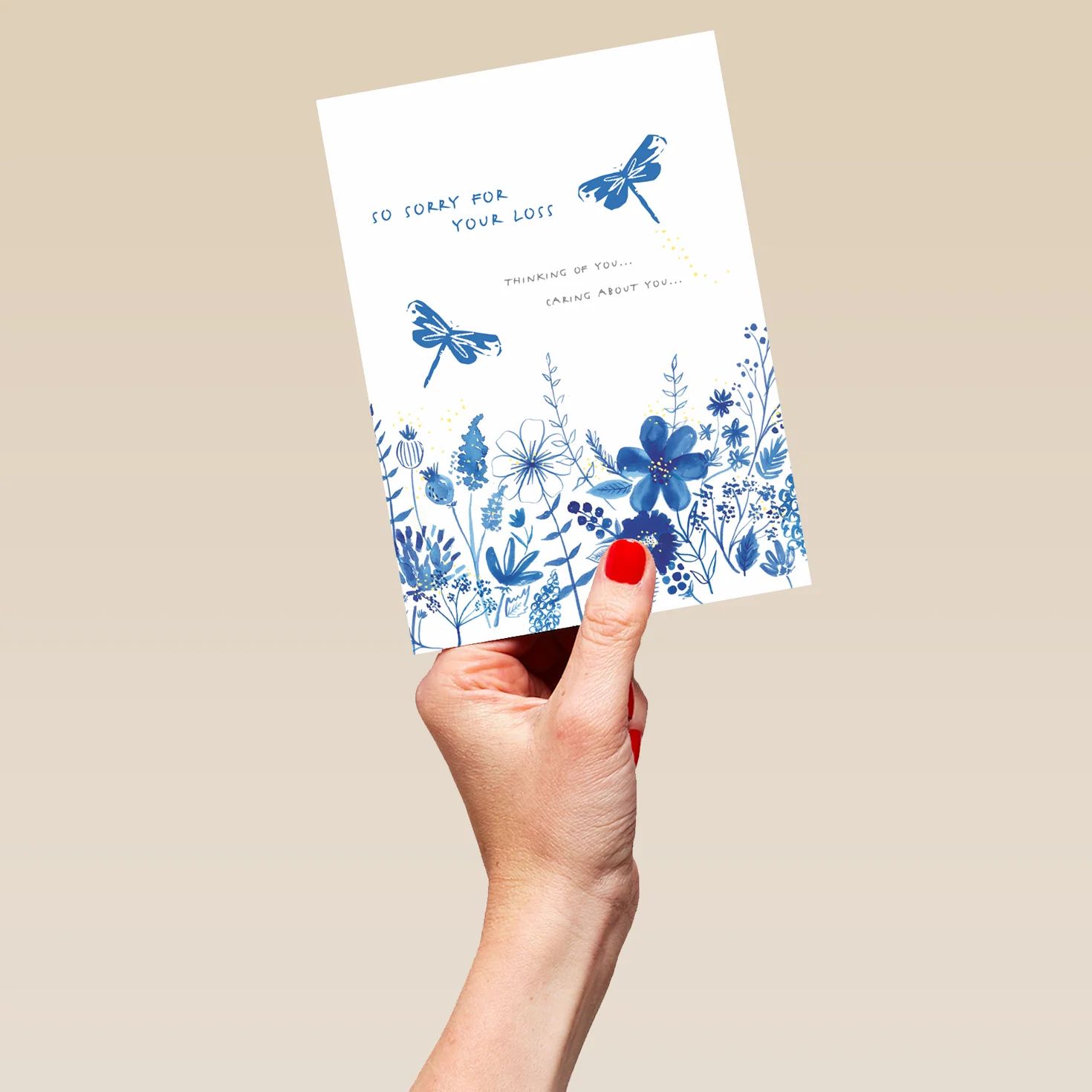 Personalised Dragonflies and Blue Flowers Sympathy Card - Image 5