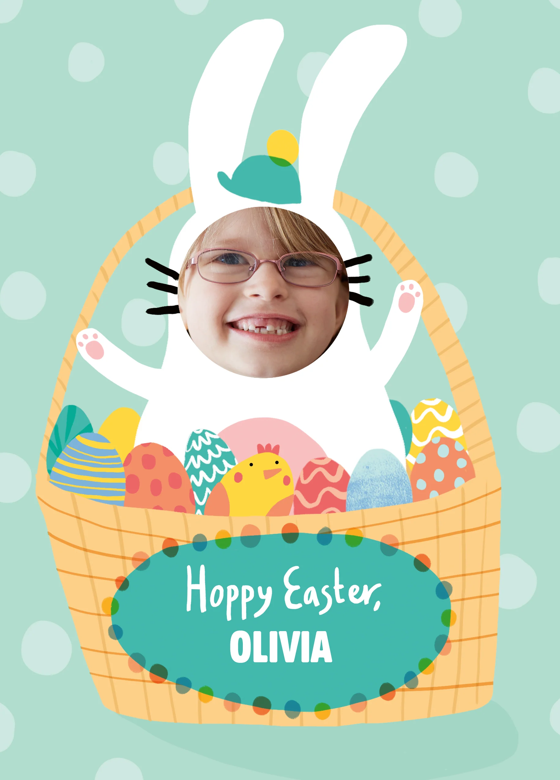 Personalised Easter Bunny Photo Upload Easter Card for Kids