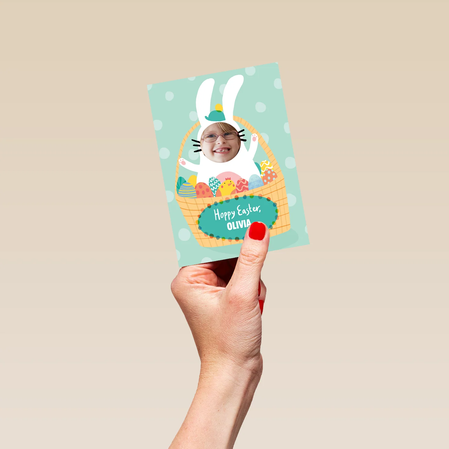 Personalised Easter Bunny Photo Upload Easter Card for Kids - Image 4