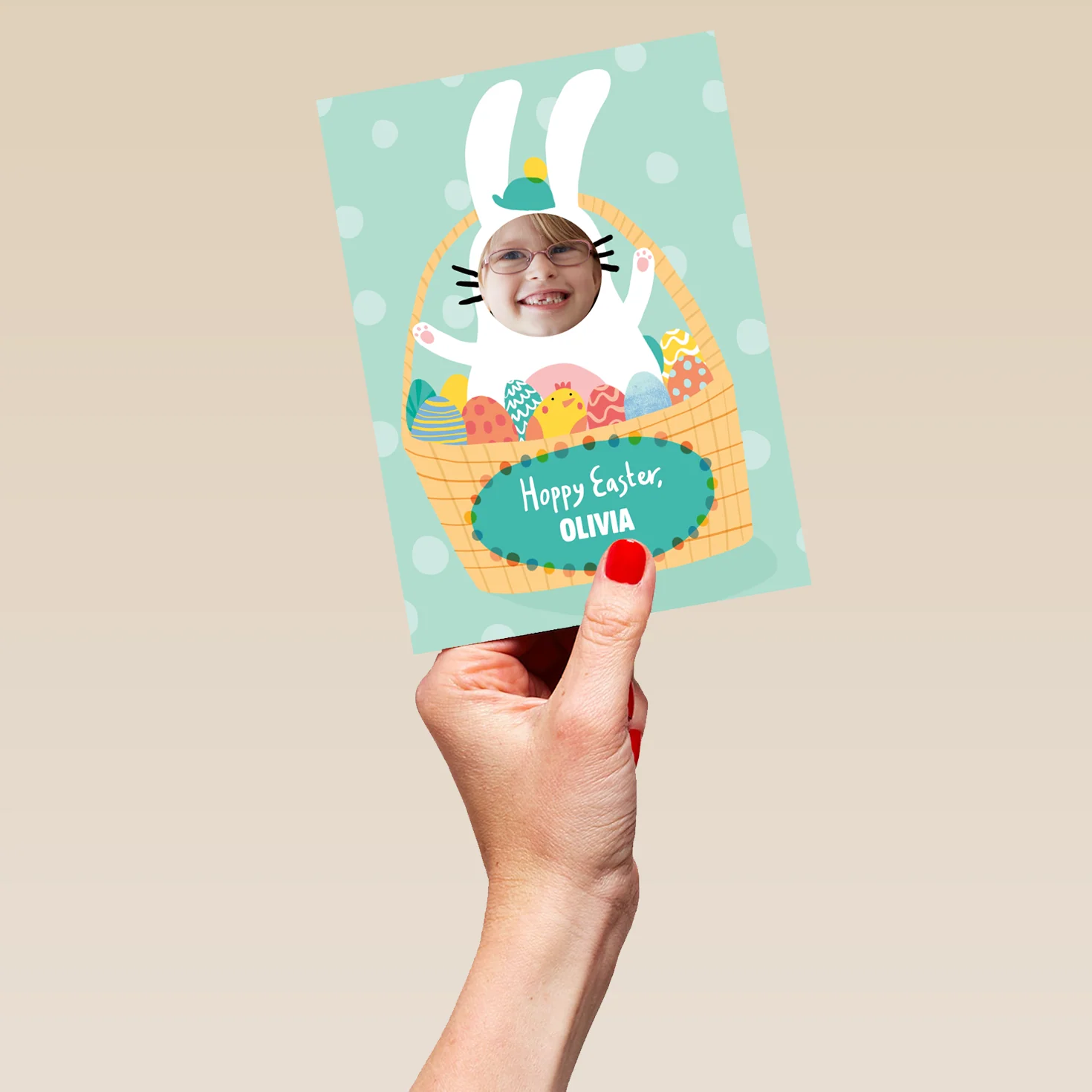 Personalised Easter Bunny Photo Upload Easter Card for Kids - Image 5