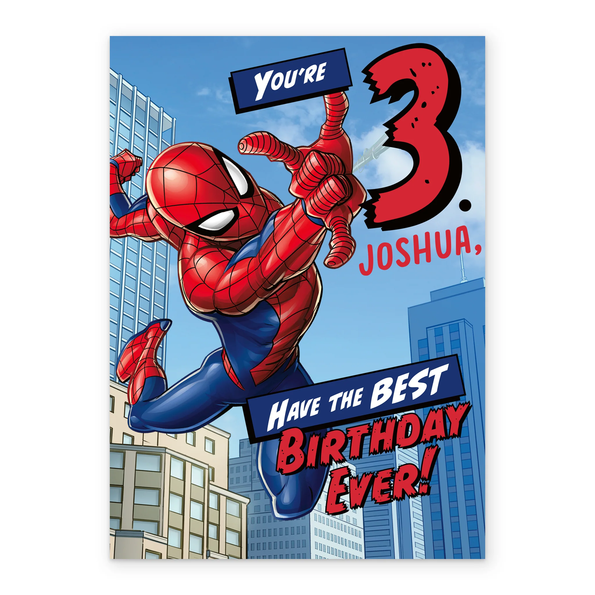Personalised Editable 3rd Birthday Card - MARVEL Spider-Man Design - Image 2