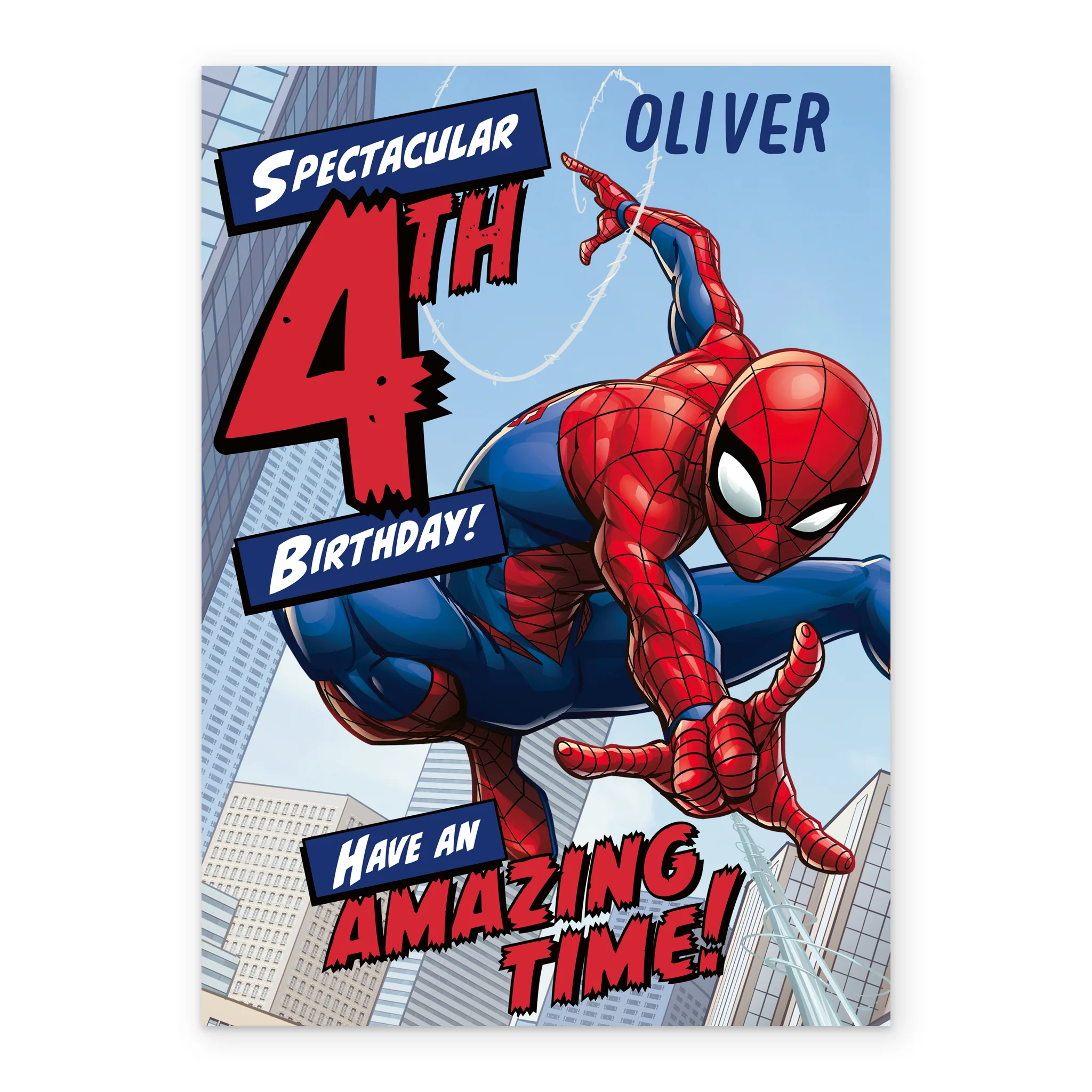 Personalised Editable 4th Birthday Card - MARVEL Spider-Man Design - Image 2