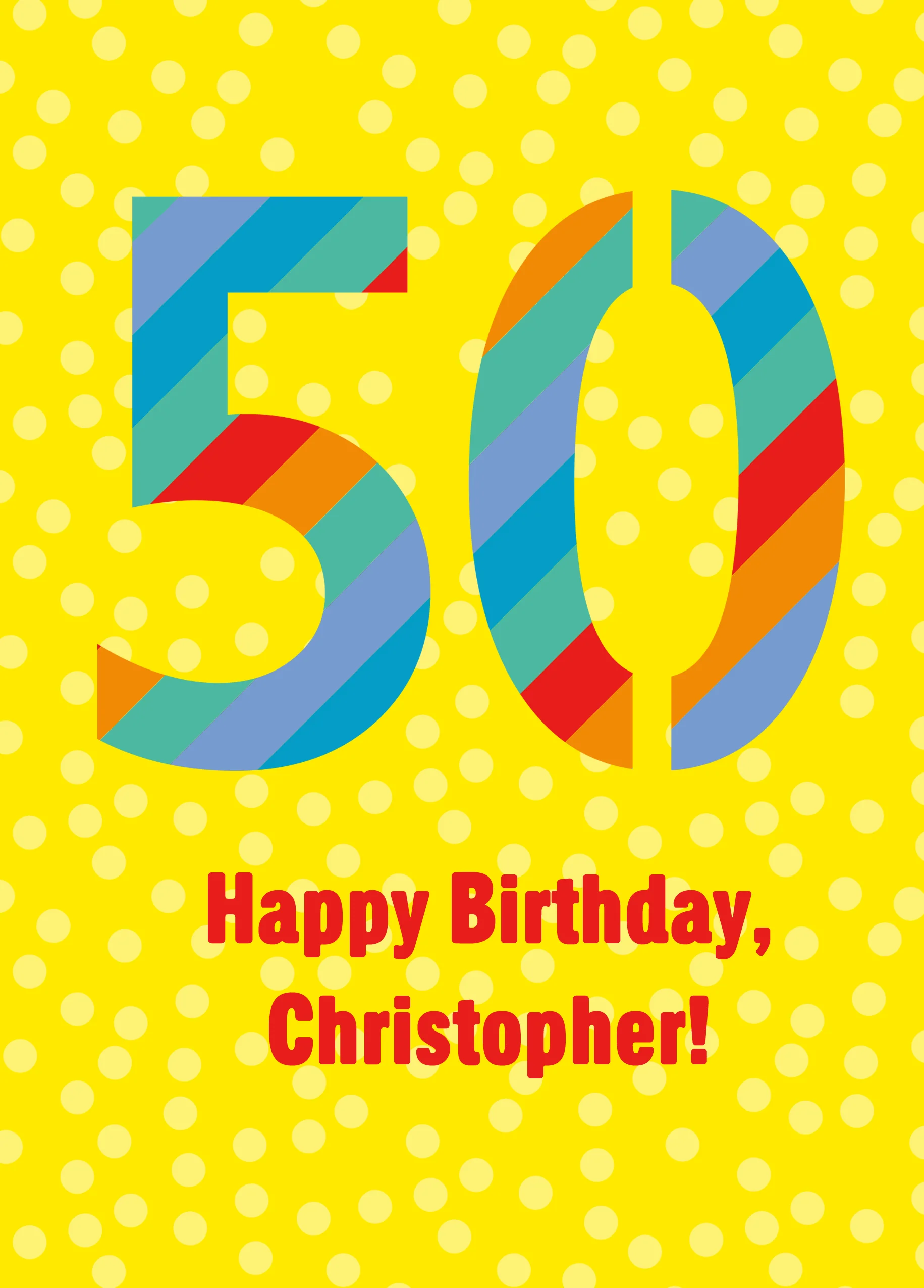 Personalised & Editable 50th Birthday Card Rainbow Design