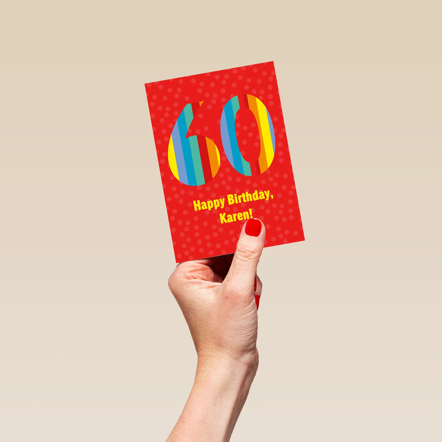 Personalised & Editable 60th Birthday Card Rainbow Design - Image 4