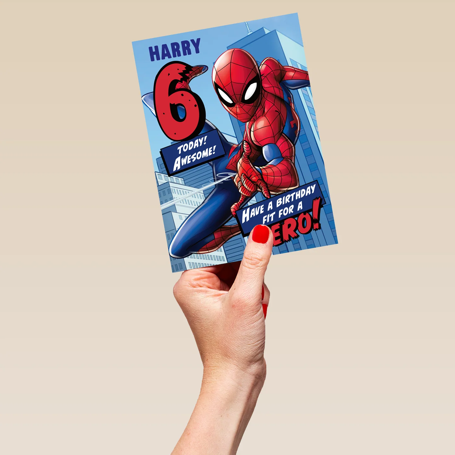 Personalised Editable 6th Birthday Card - MARVEL Spider-Man Design - Image 5