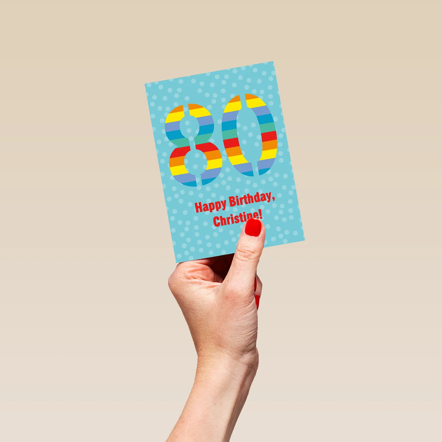 Personalised & Editable 80th Birthday Card Rainbow Design - Image 4