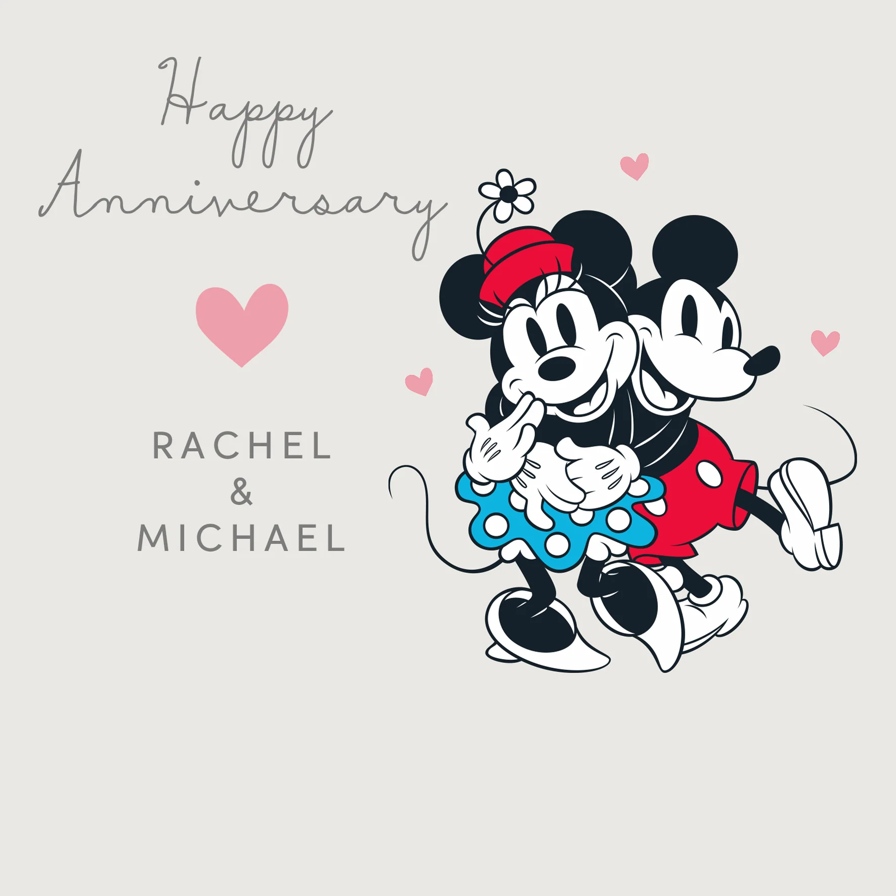 Personalised Editable Anniversary Card - Disney Mickey & Minnie Mouse Design