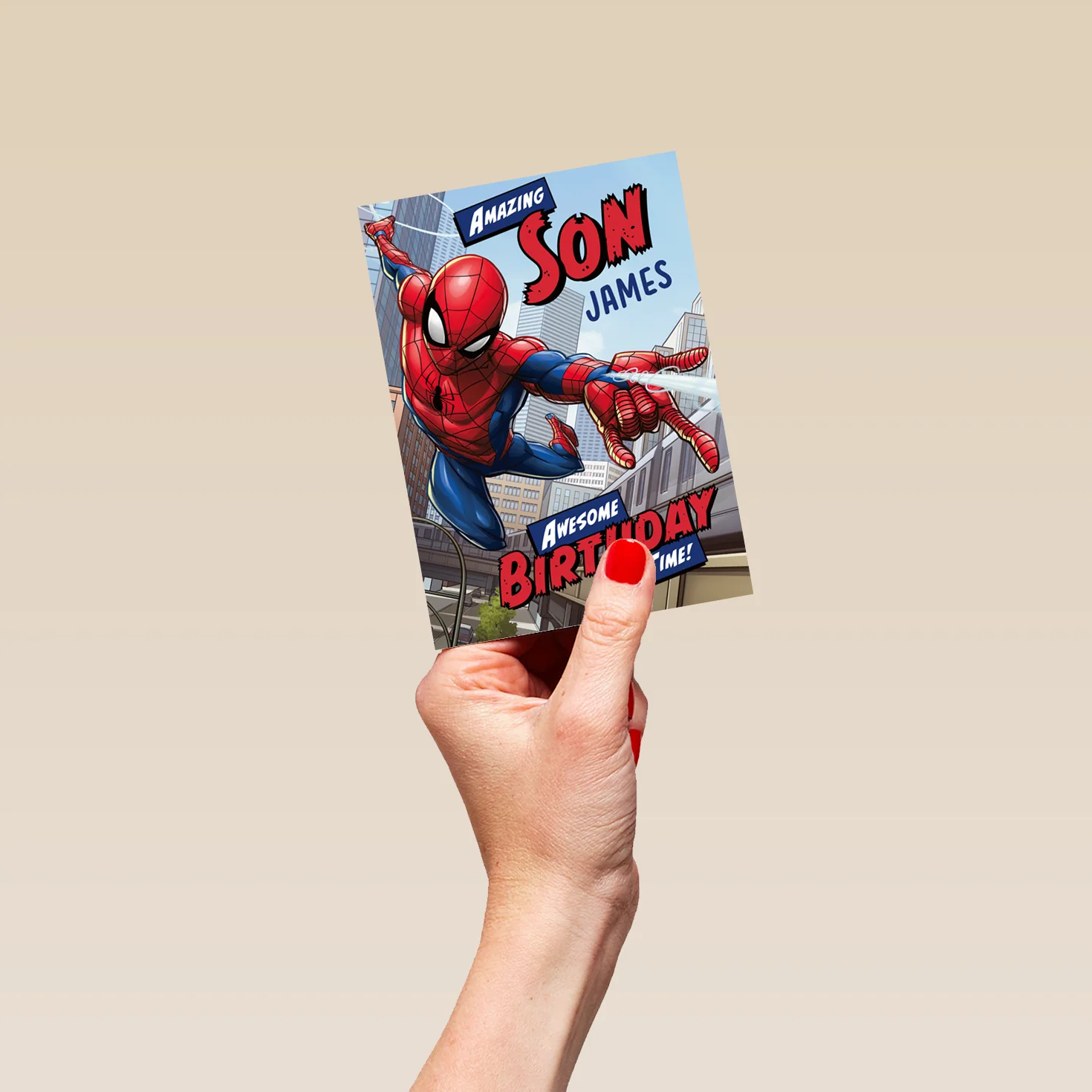 Personalised Editable Birthday Card for Son - MARVEL Spider-Man Design - Image 4