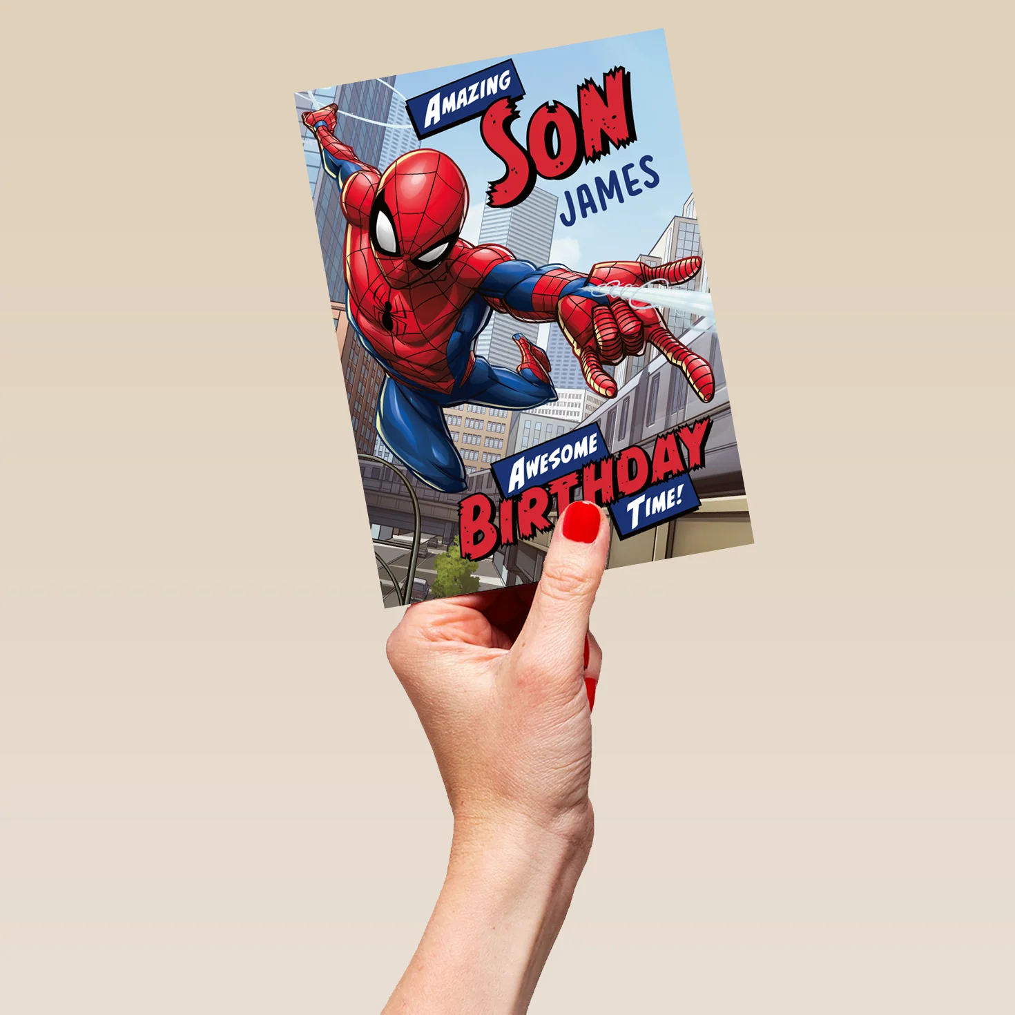 Personalised Editable Birthday Card for Son - MARVEL Spider-Man Design - Image 5