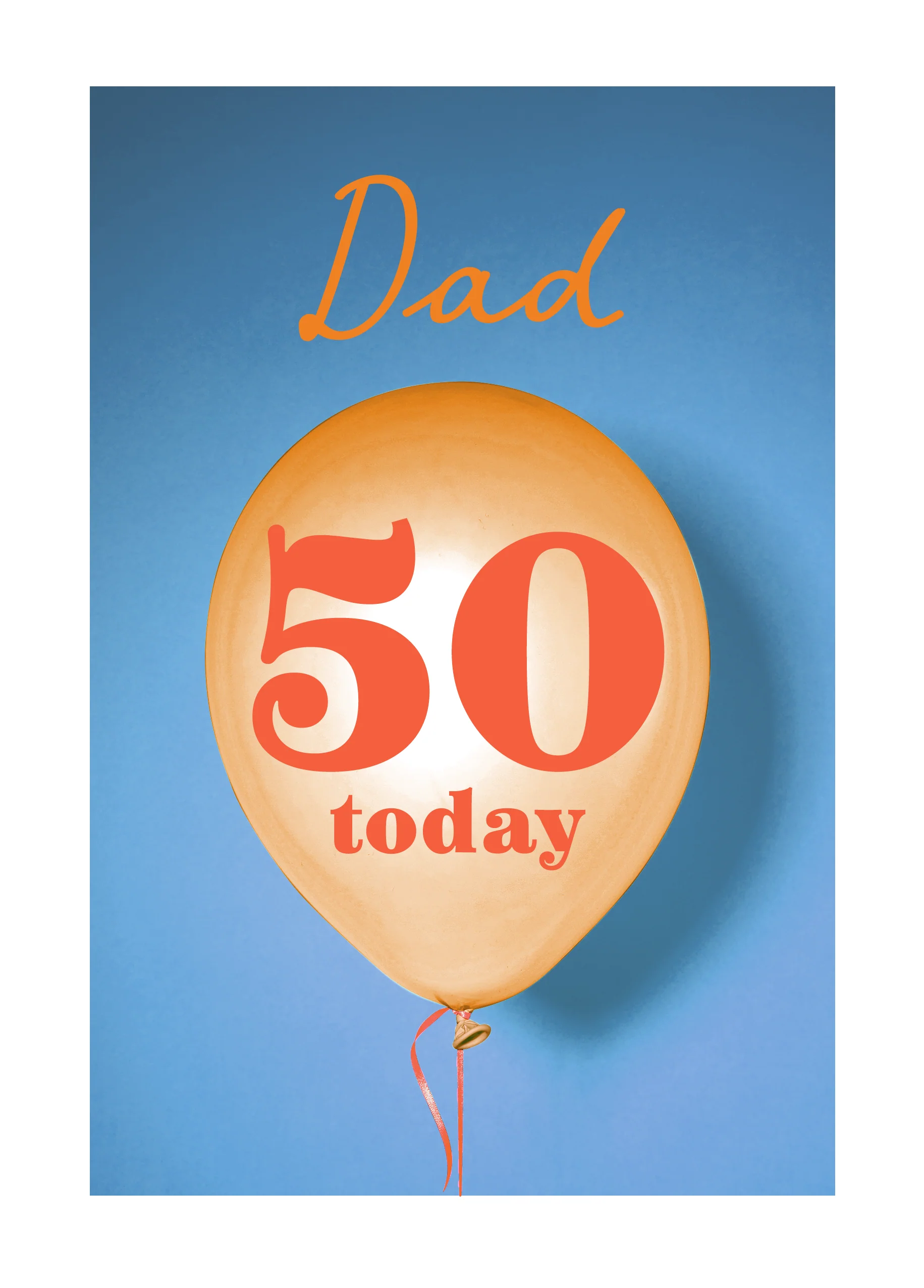 Personalised & Editable Blue and Orange Balloon 50th Birthday Card