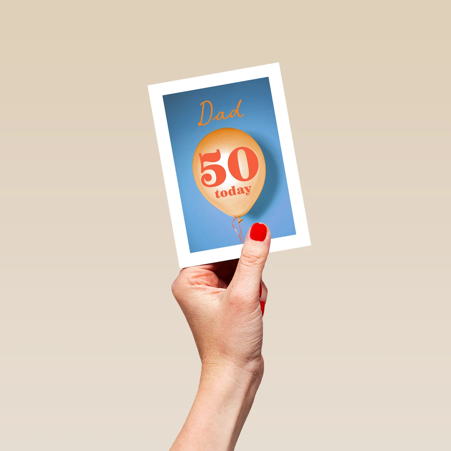 Personalised & Editable Blue and Orange Balloon 50th Birthday Card - Image 4