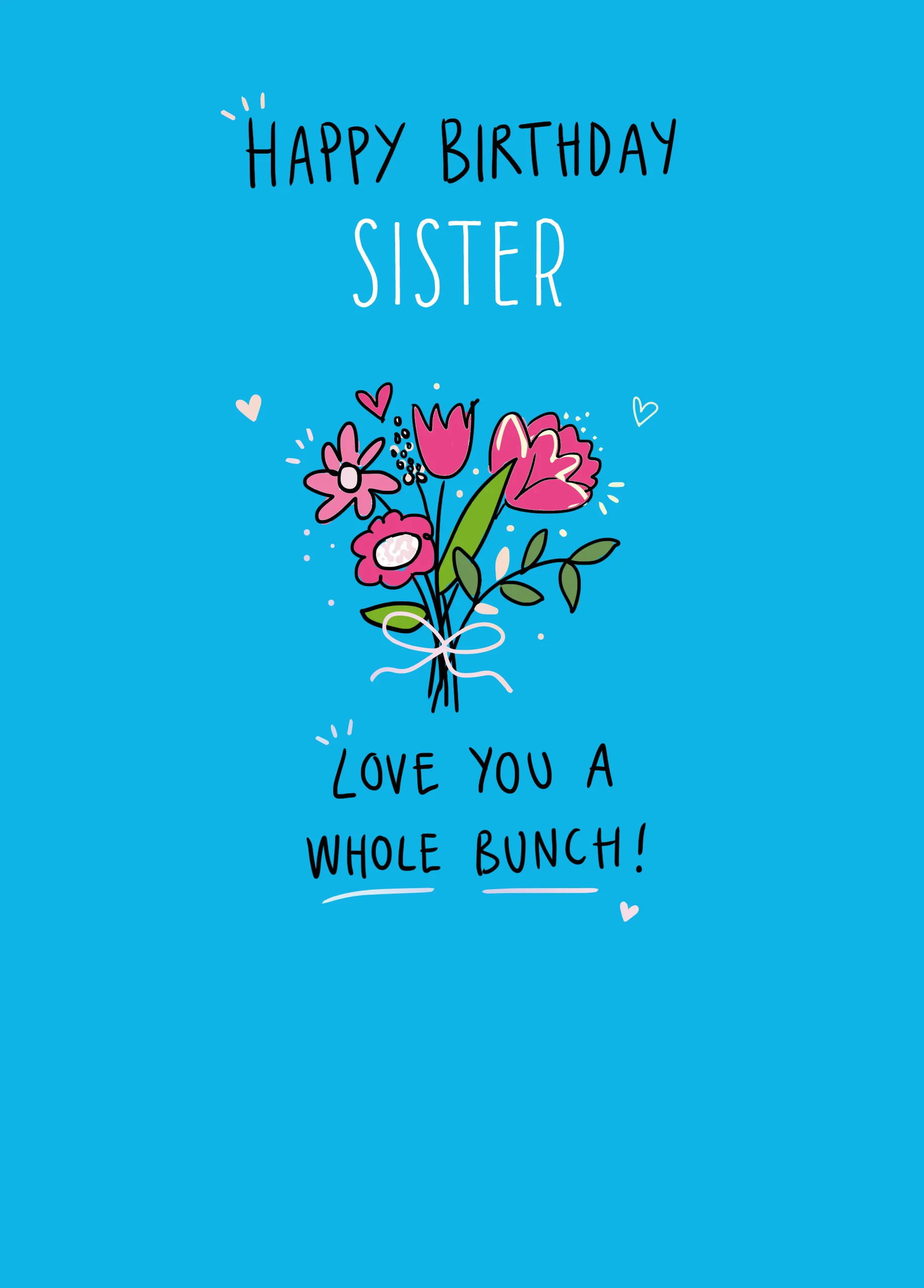Personalised Editable Blue Bunch of Flowers Birthday Card