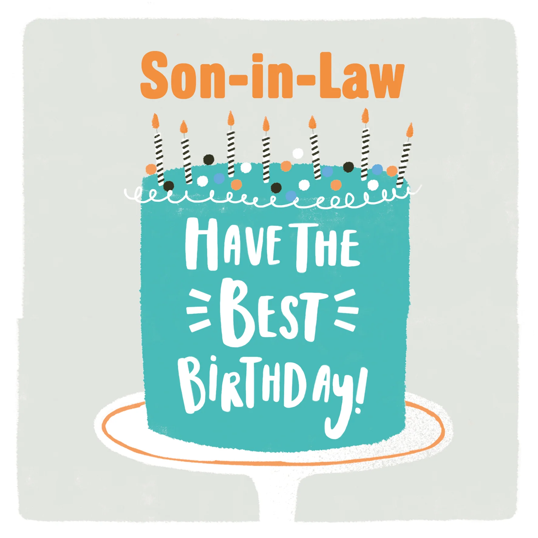 Personalised & Editable Blue Cake Son-In-Law Birthday Card