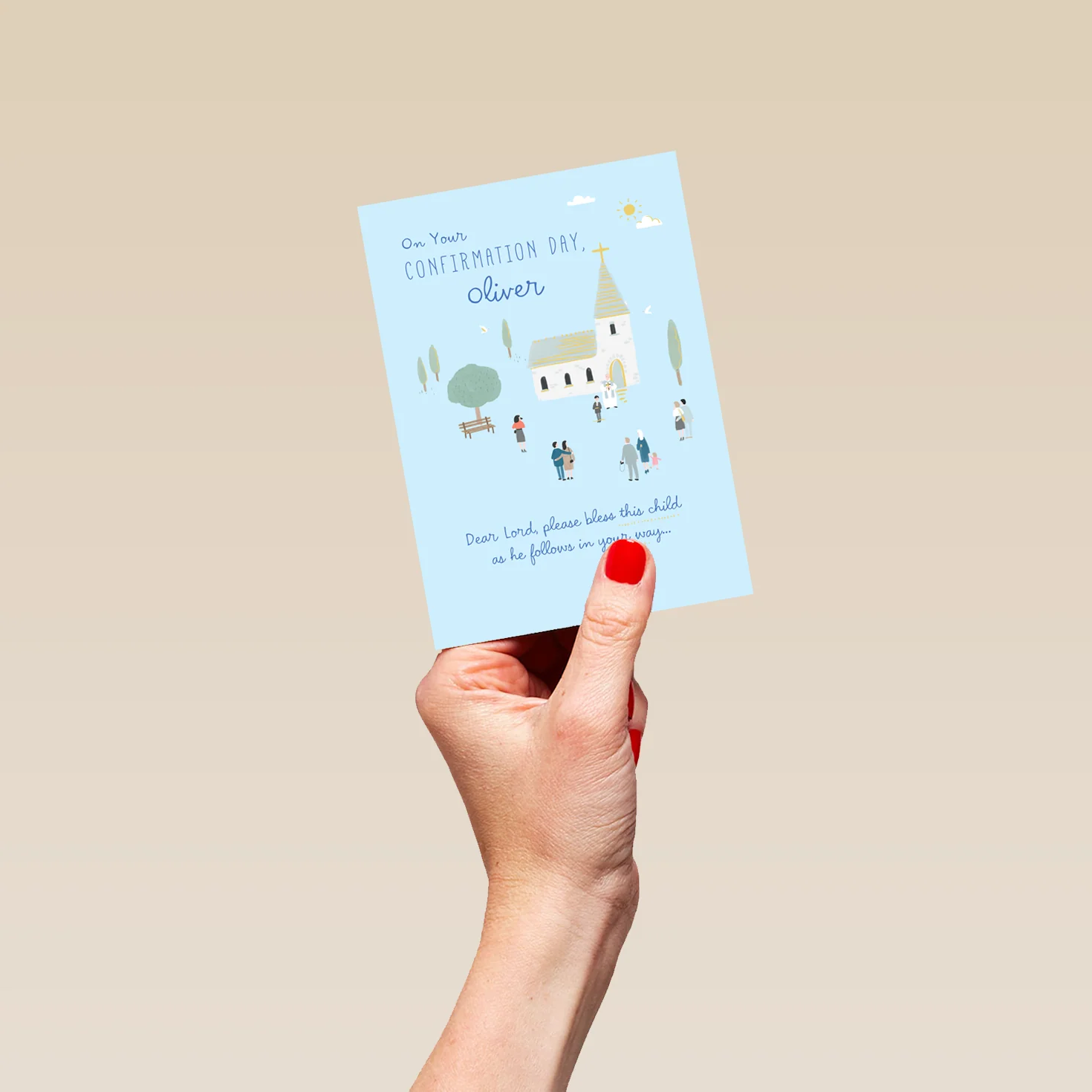 Personalised Editable Blue Church Confirmation Card - Image 4