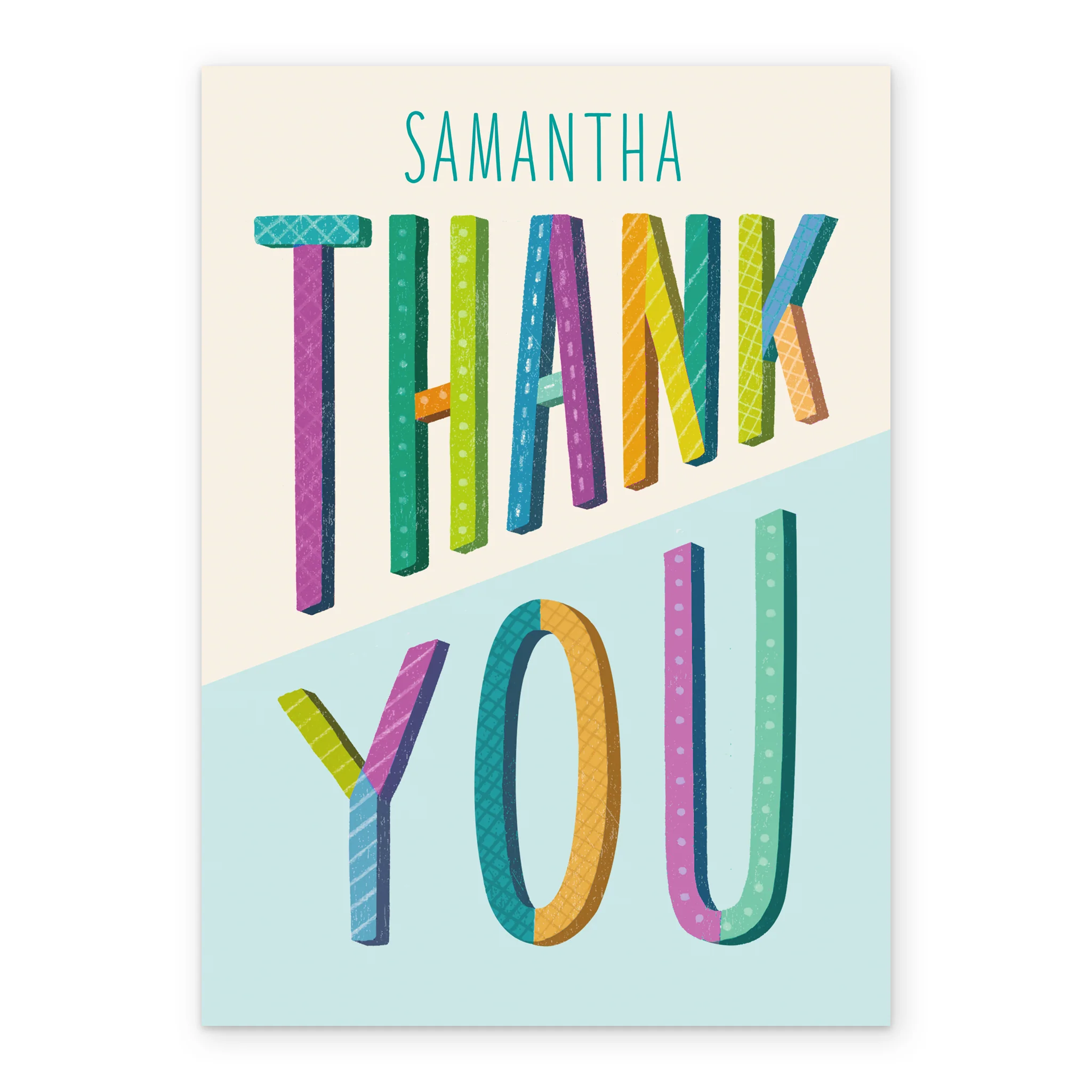 Personalised Editable Blue Colourful Thank You Card - Image 2