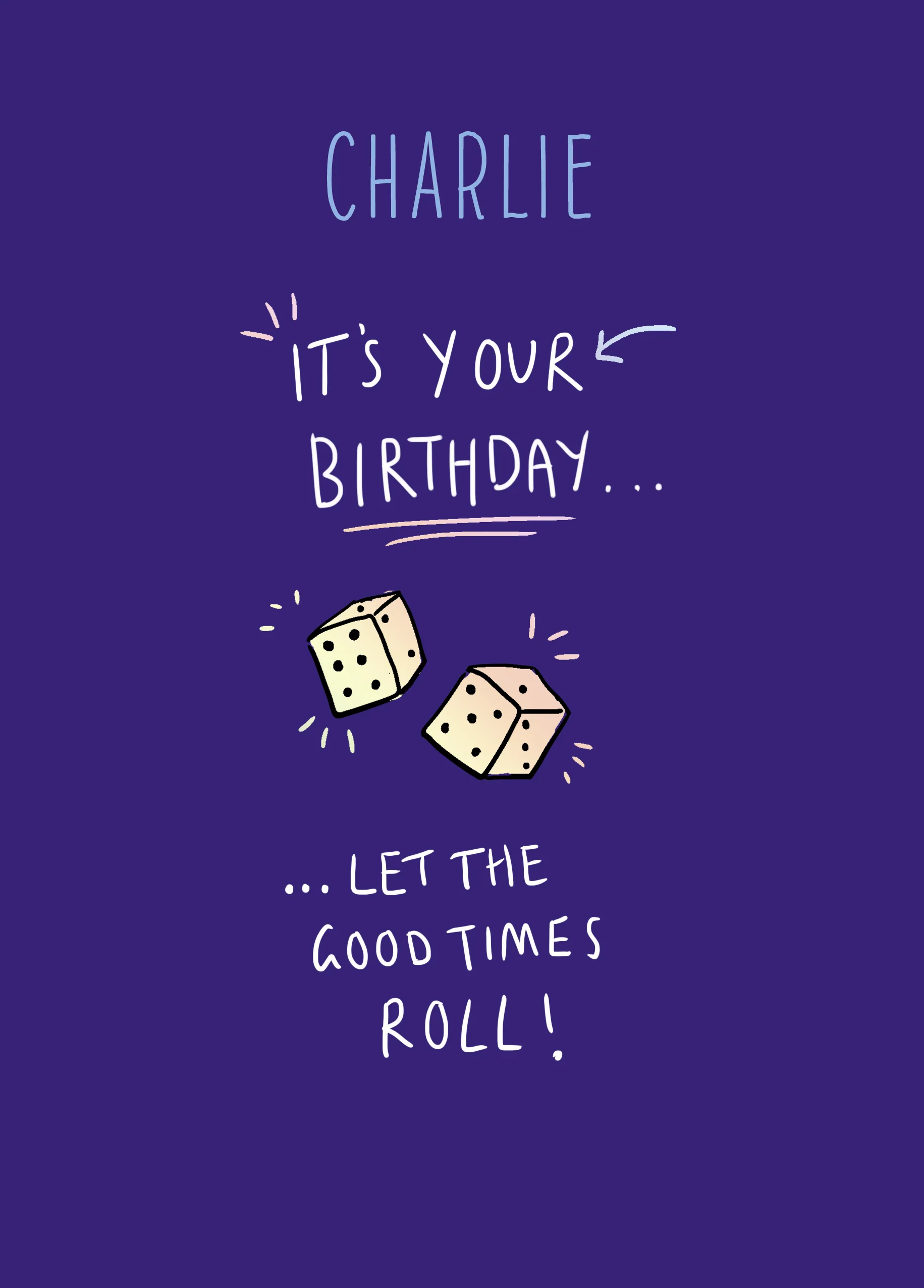 Personalised Editable Blue Dice Birthday Card