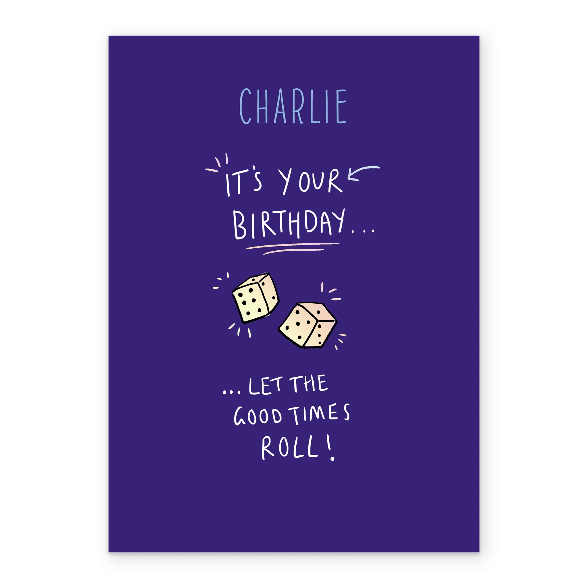 Personalised Editable Blue Dice Birthday Card - Image 2