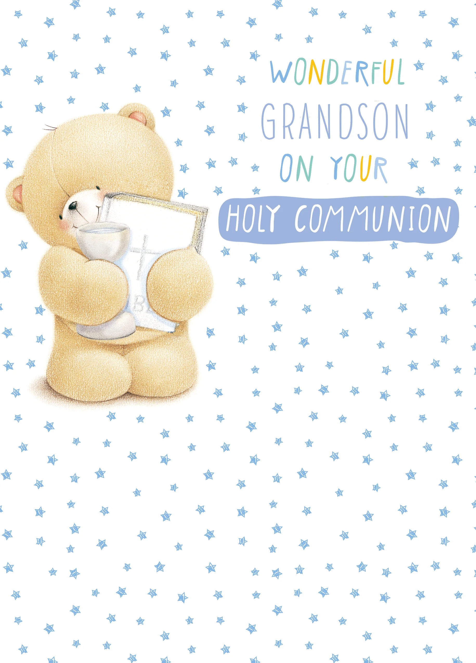 Personalised Editable Blue Forever Friends First Communion Card for Grandson