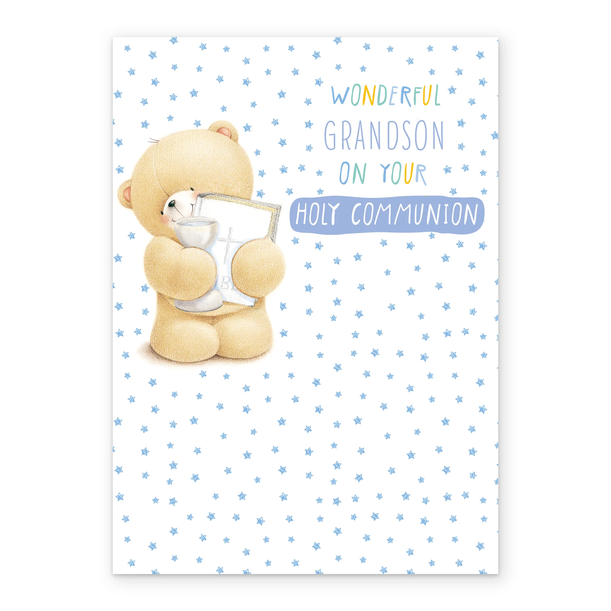 Personalised Editable Blue Forever Friends First Communion Card for Grandson - Image 2
