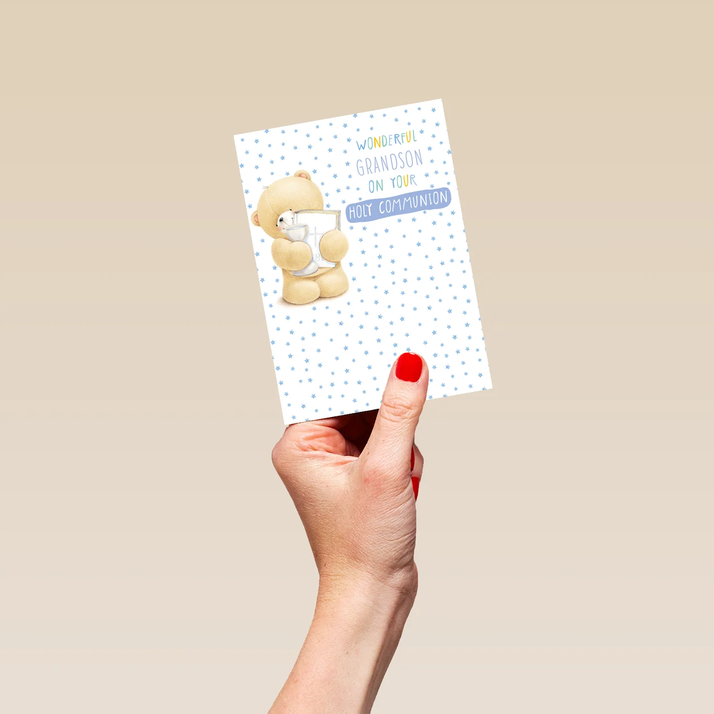 Personalised Editable Blue Forever Friends First Communion Card for Grandson - Image 4