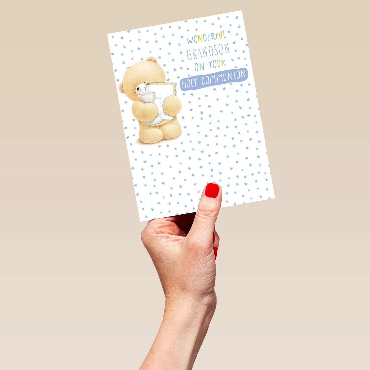 Personalised Editable Blue Forever Friends First Communion Card for Grandson - Image 5