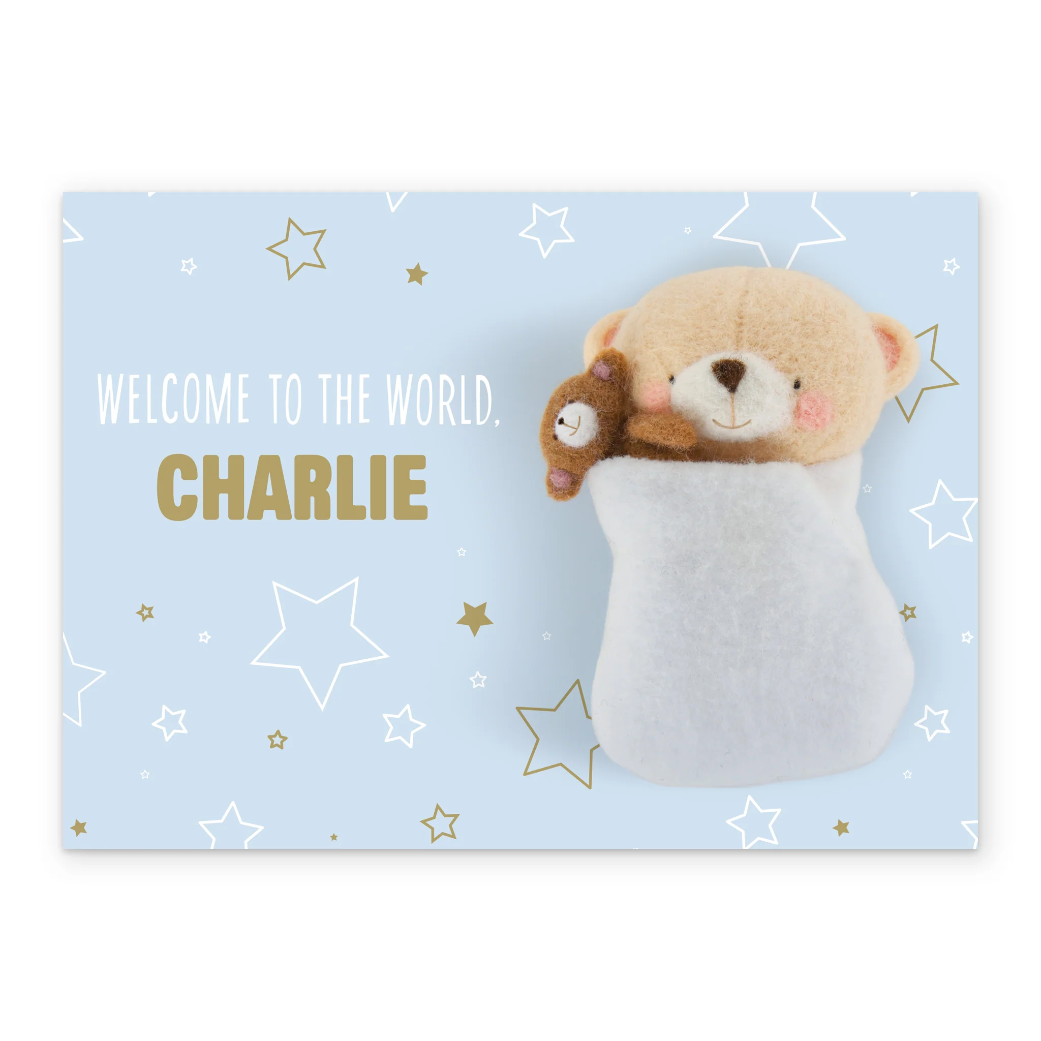 Personalised & Editable Blue Forever Friends New Baby Boy Card - Image 2