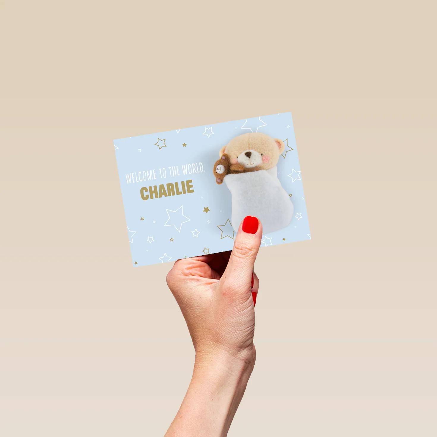 Personalised & Editable Blue Forever Friends New Baby Boy Card - Image 4