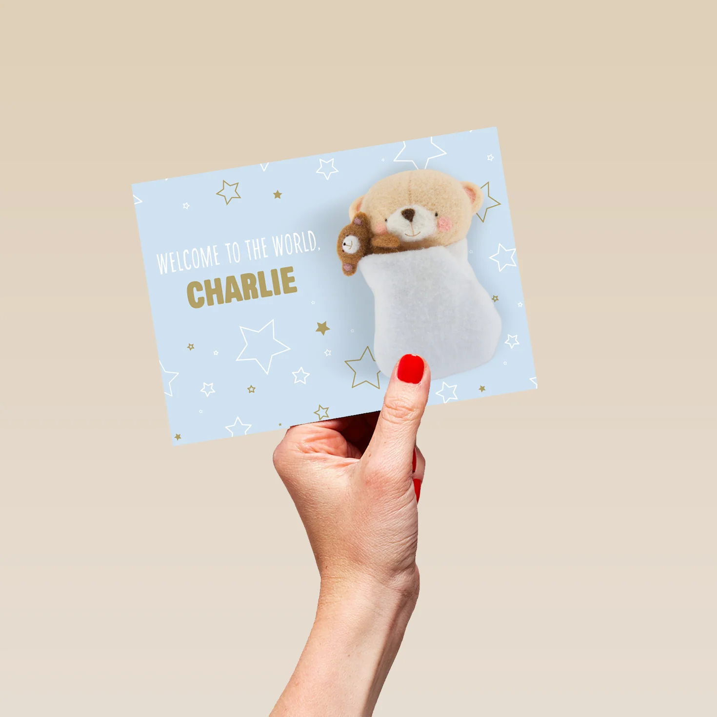 Personalised & Editable Blue Forever Friends New Baby Boy Card - Image 5