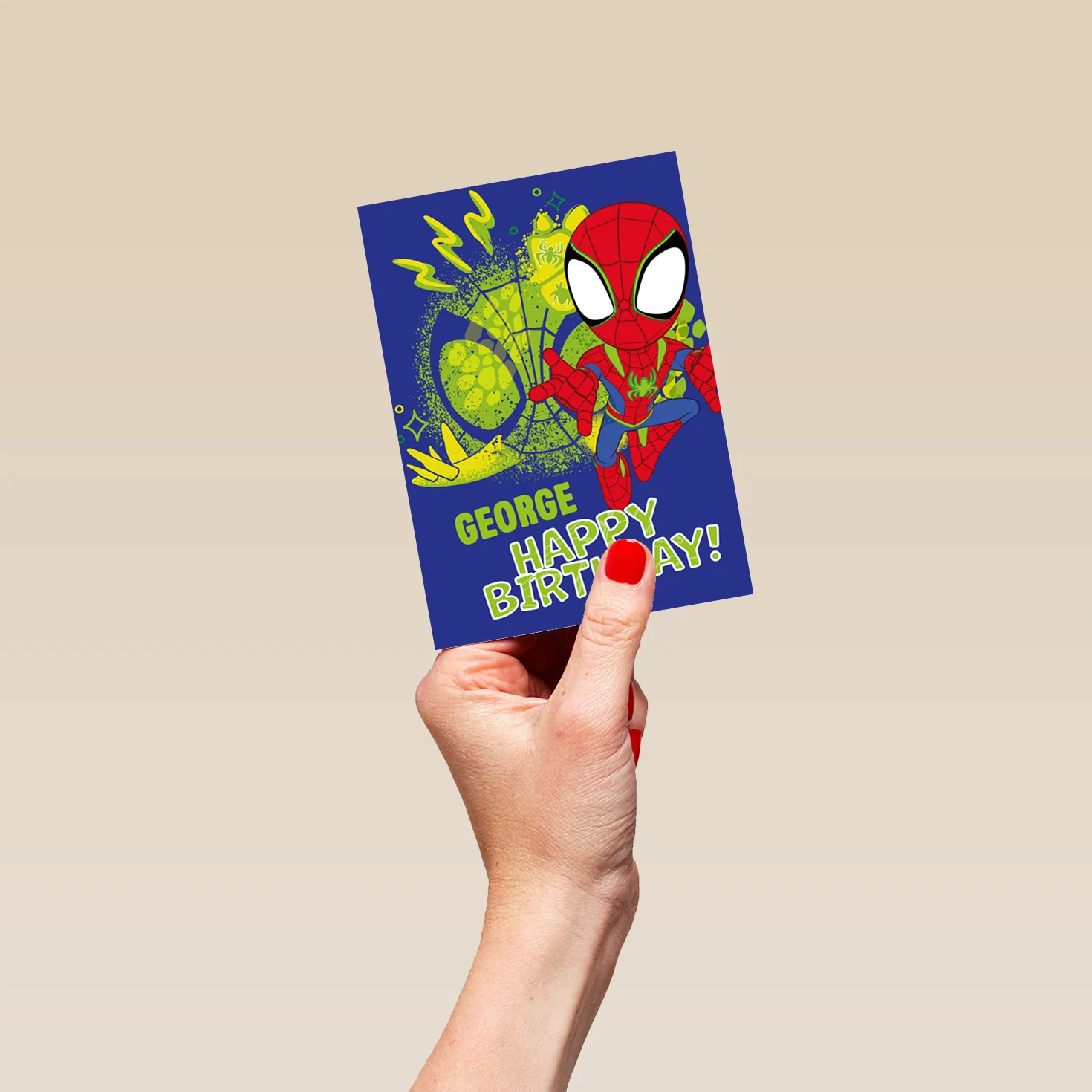 Personalised Editable Blue MARVEL Spidey Kids Birthday Card - Image 4