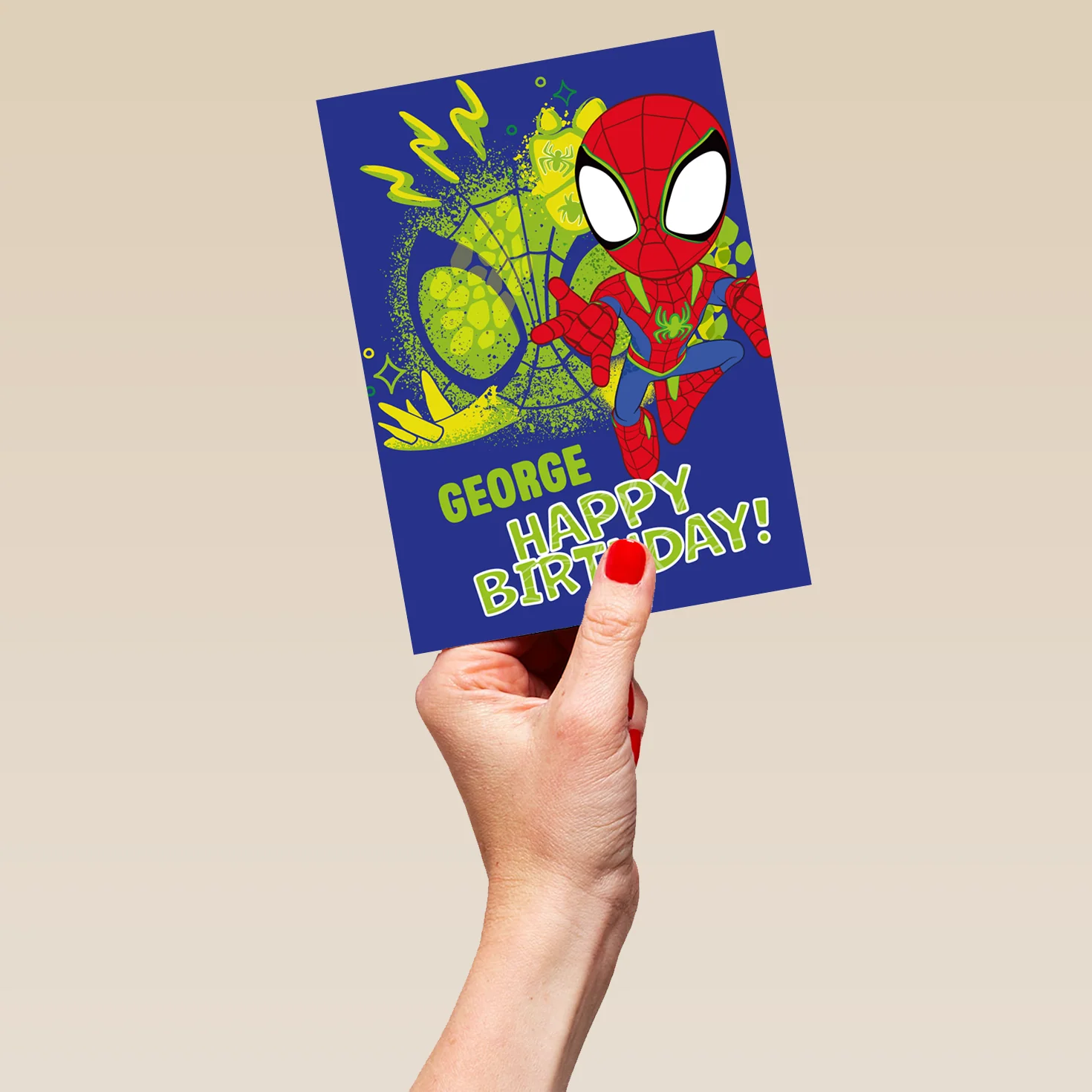 Personalised Editable Blue MARVEL Spidey Kids Birthday Card - Image 5