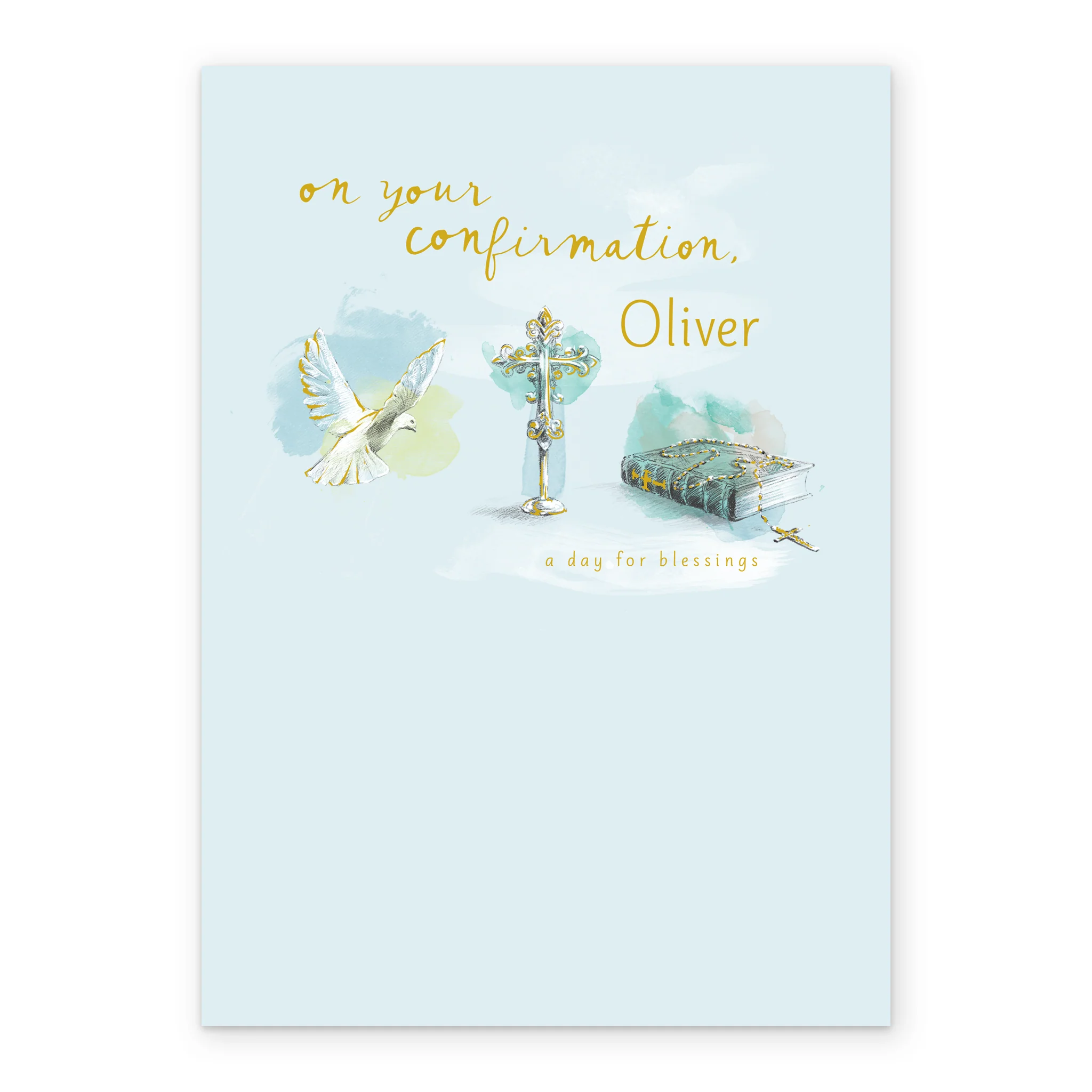 Personalised Editable Blue Religious Confirmation Card - Image 2