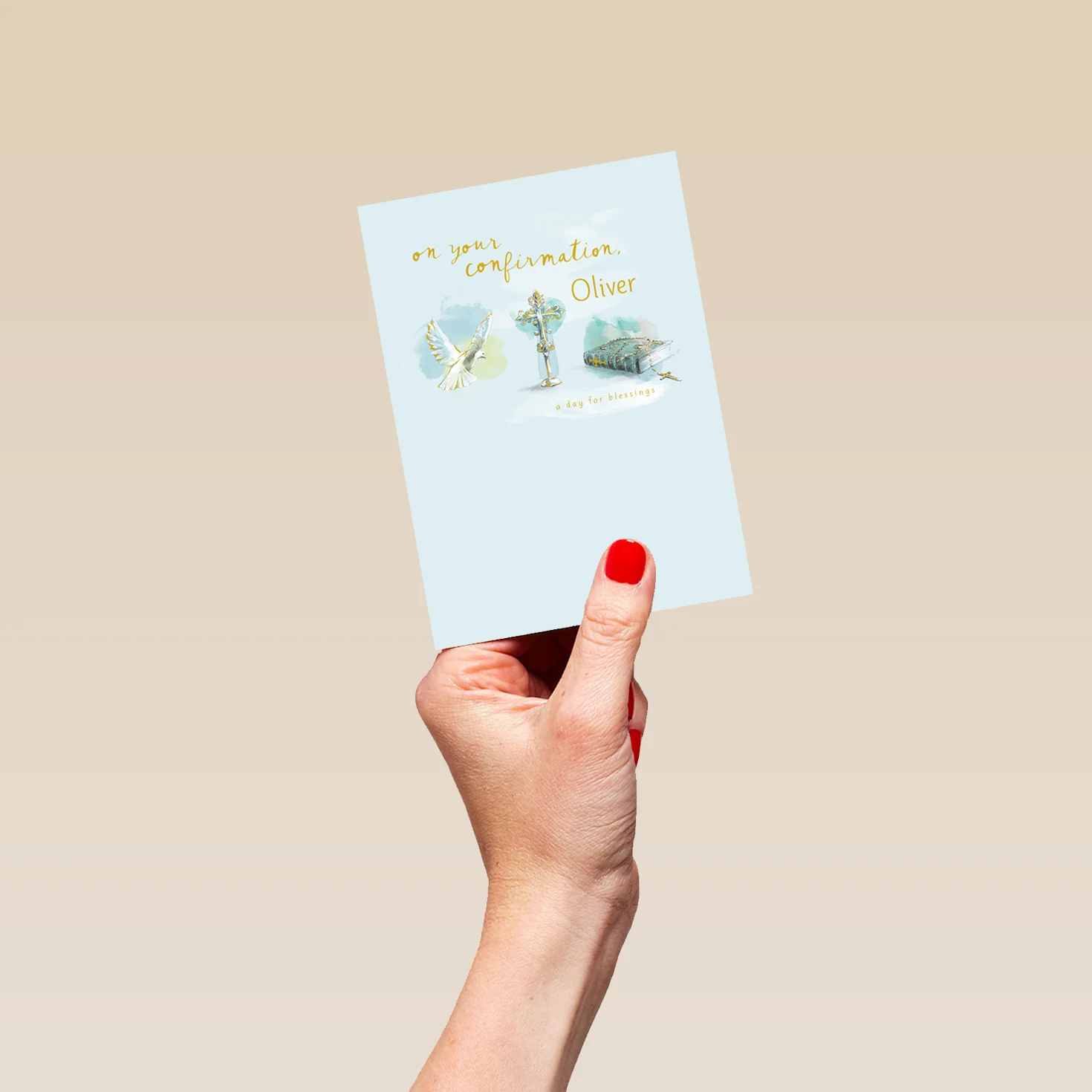 Personalised Editable Blue Religious Confirmation Card - Image 4