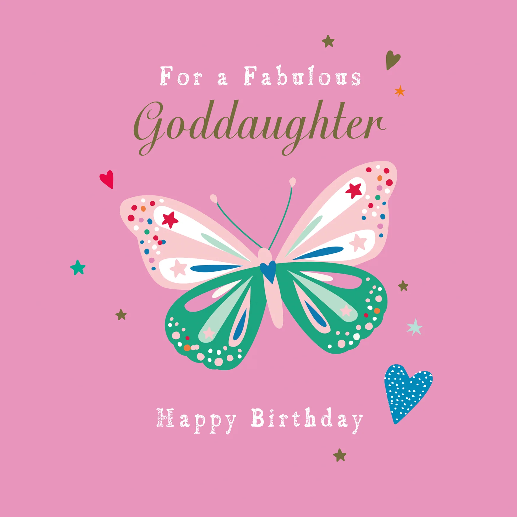 Personalised & Editable Butterfly Goddaughter Birthday Card