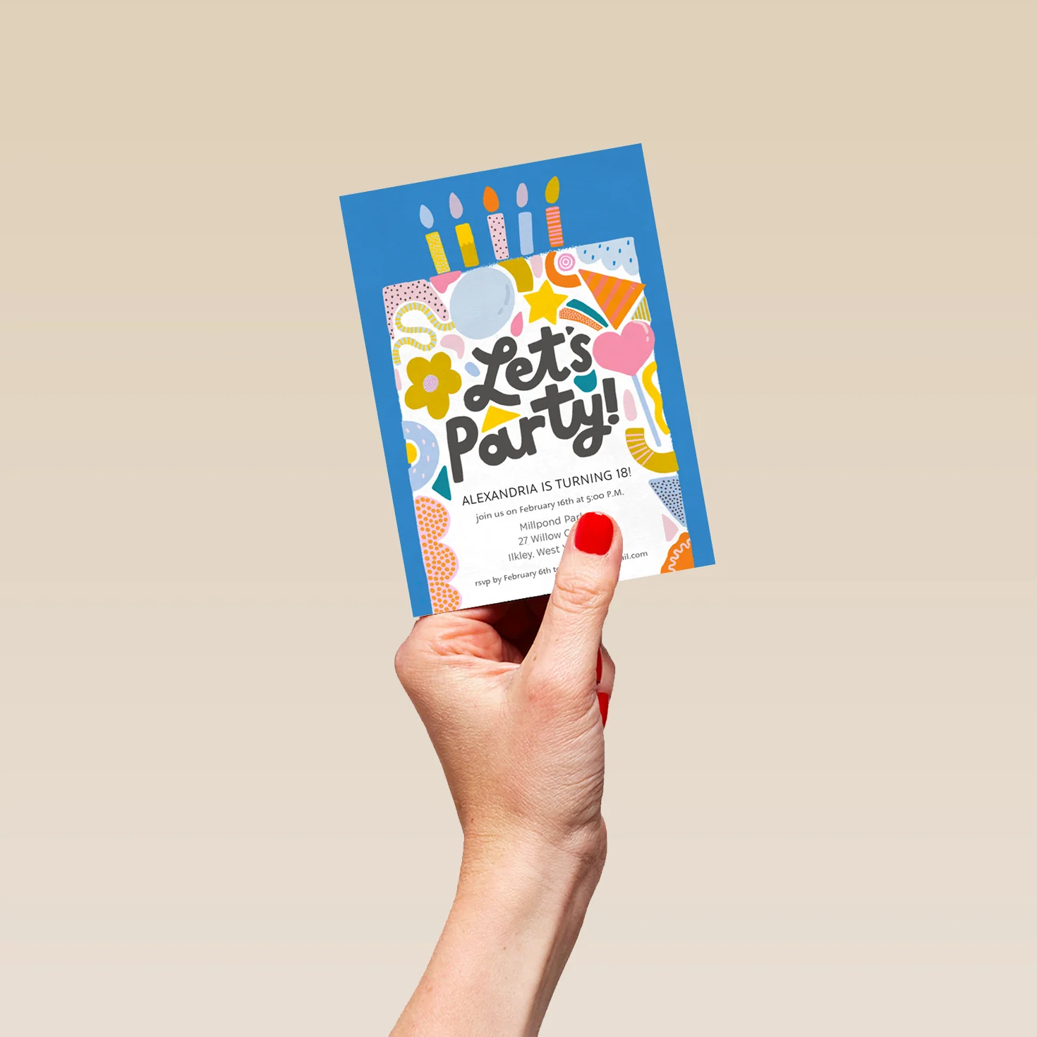 Personalised Editable Cake Birthday Invitation - Image 4