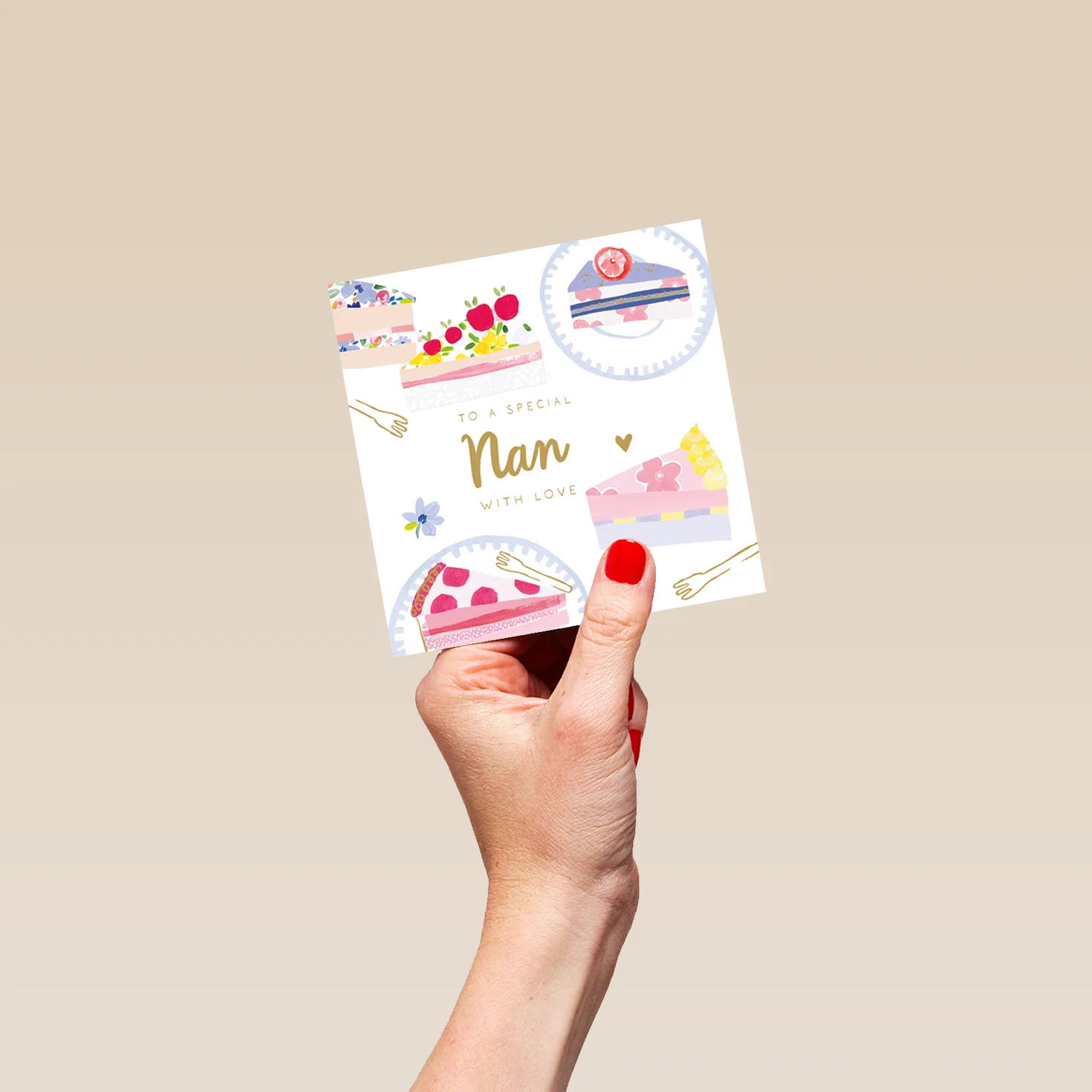 Personalised Editable Celebration Cakes Birthday Card for Nan - Image 4
