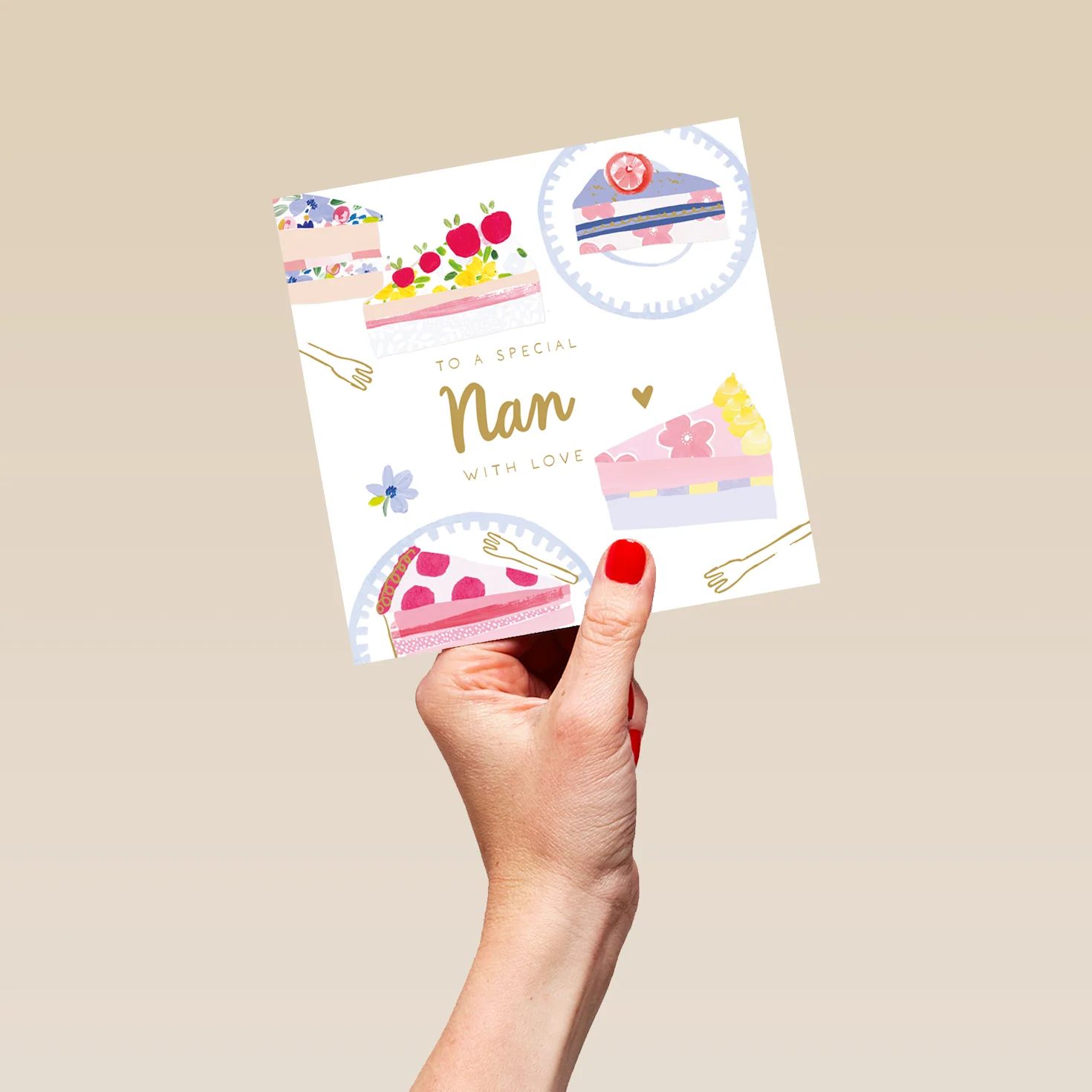 Personalised Editable Celebration Cakes Birthday Card for Nan - Image 5