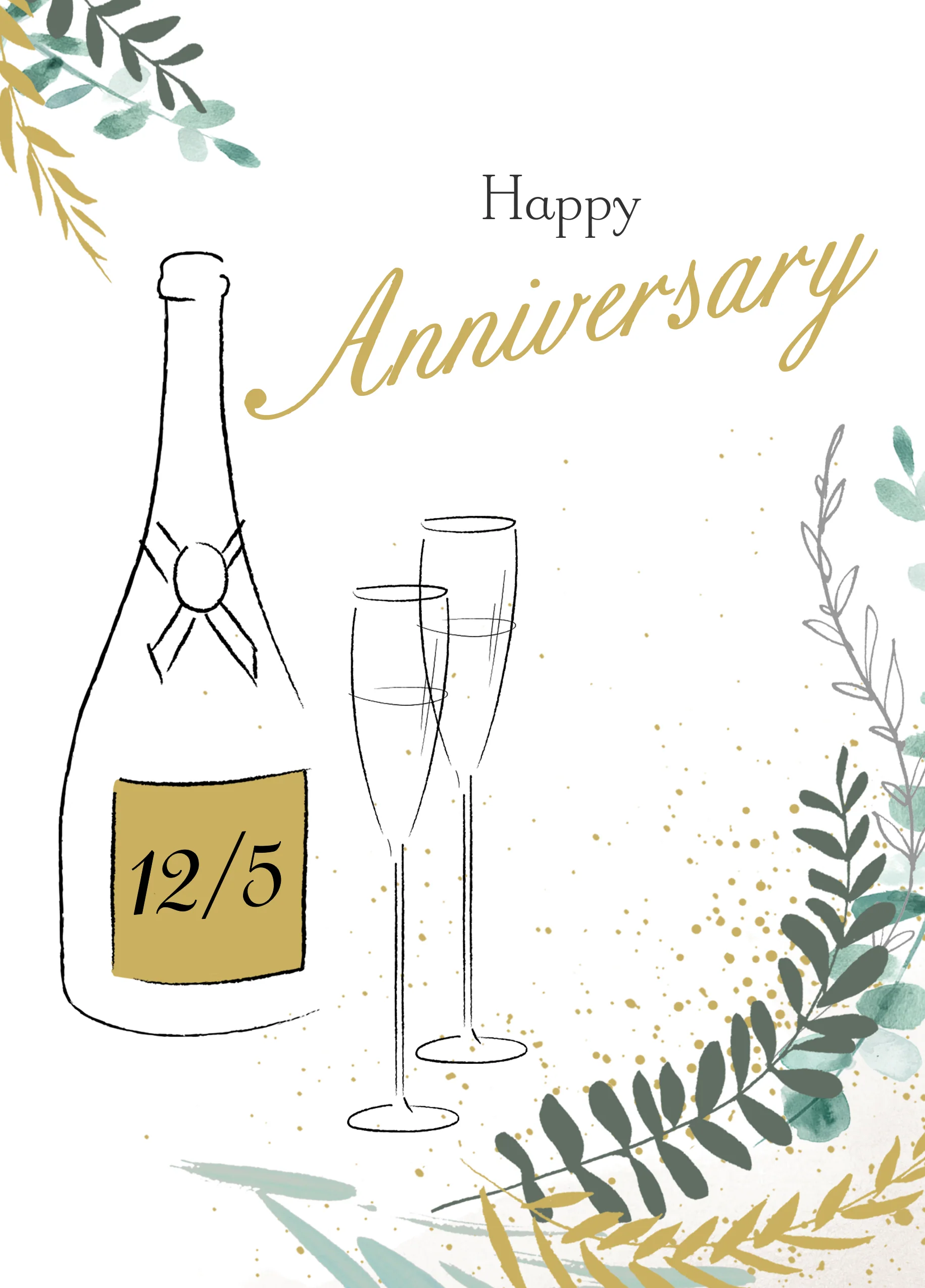 Personalised & Editable Champagne Anniversary Card
