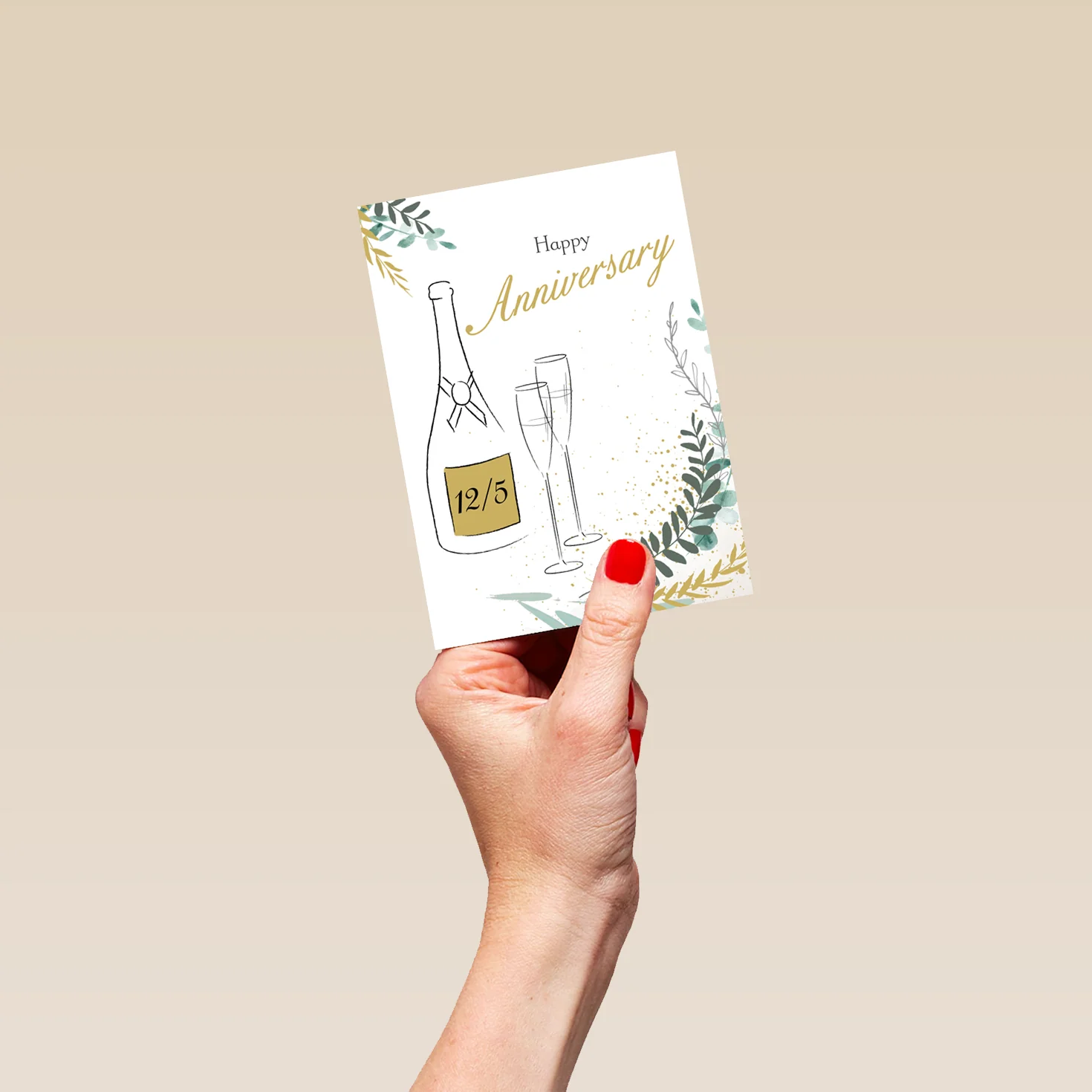 Personalised & Editable Champagne Anniversary Card - Image 4