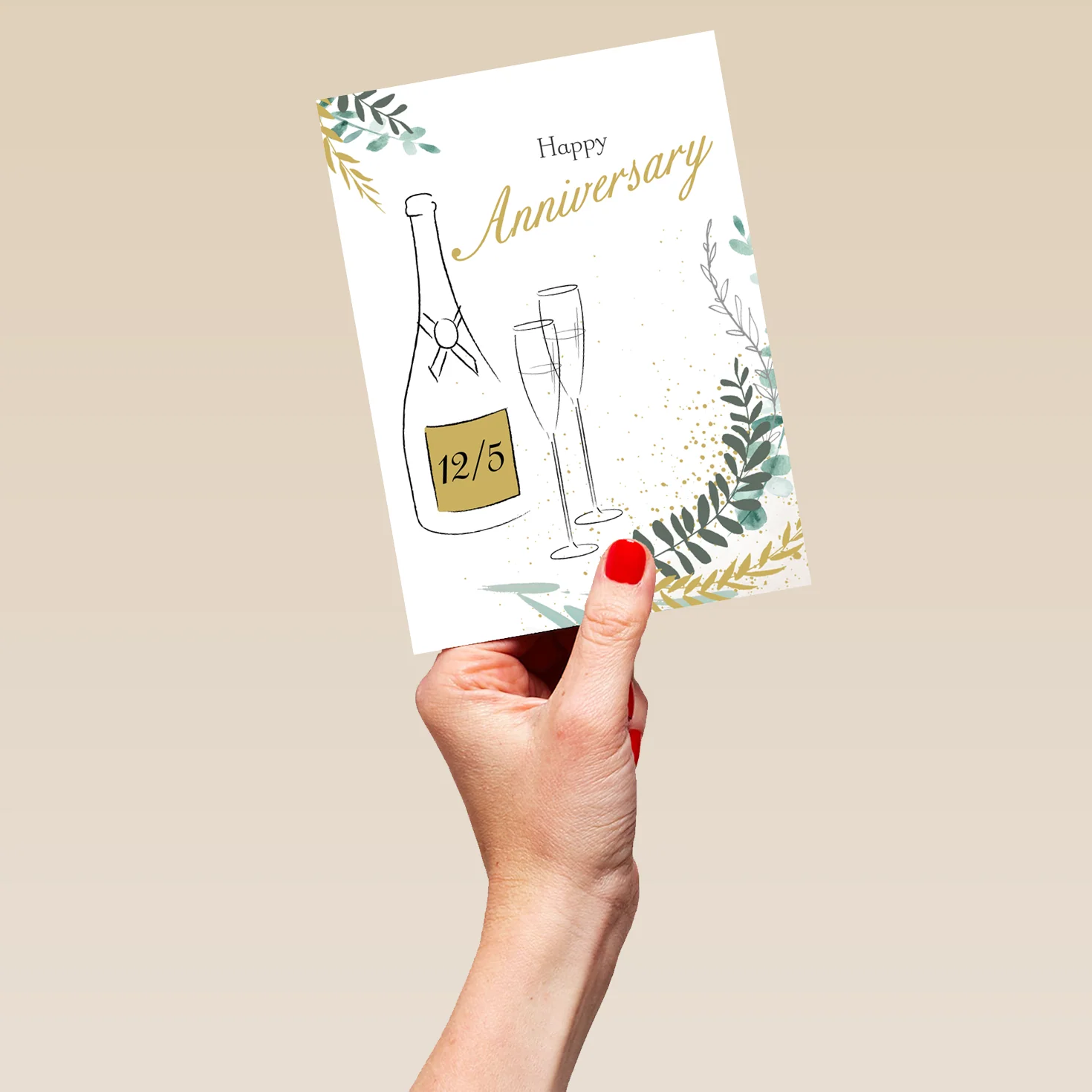 Personalised & Editable Champagne Anniversary Card - Image 5