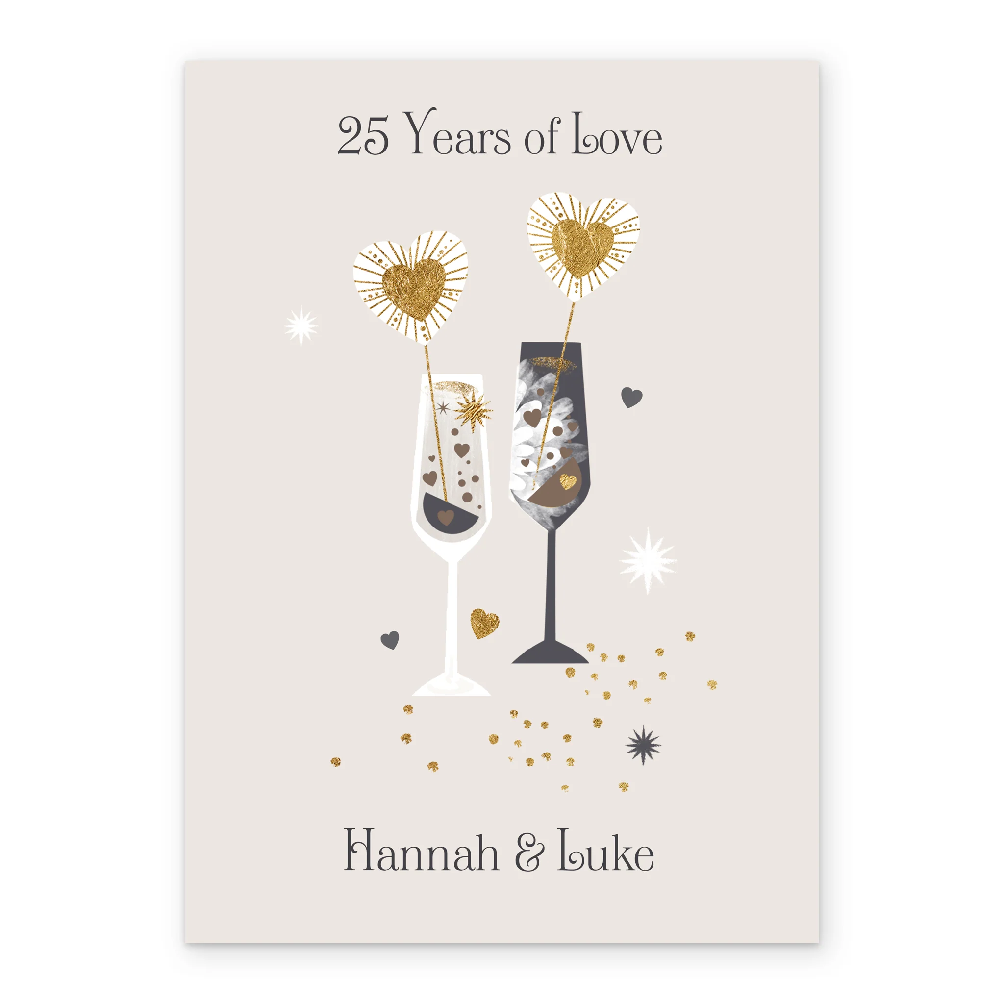 Personalised & Editable Champagne Glasses Anniversary Card - Image 2