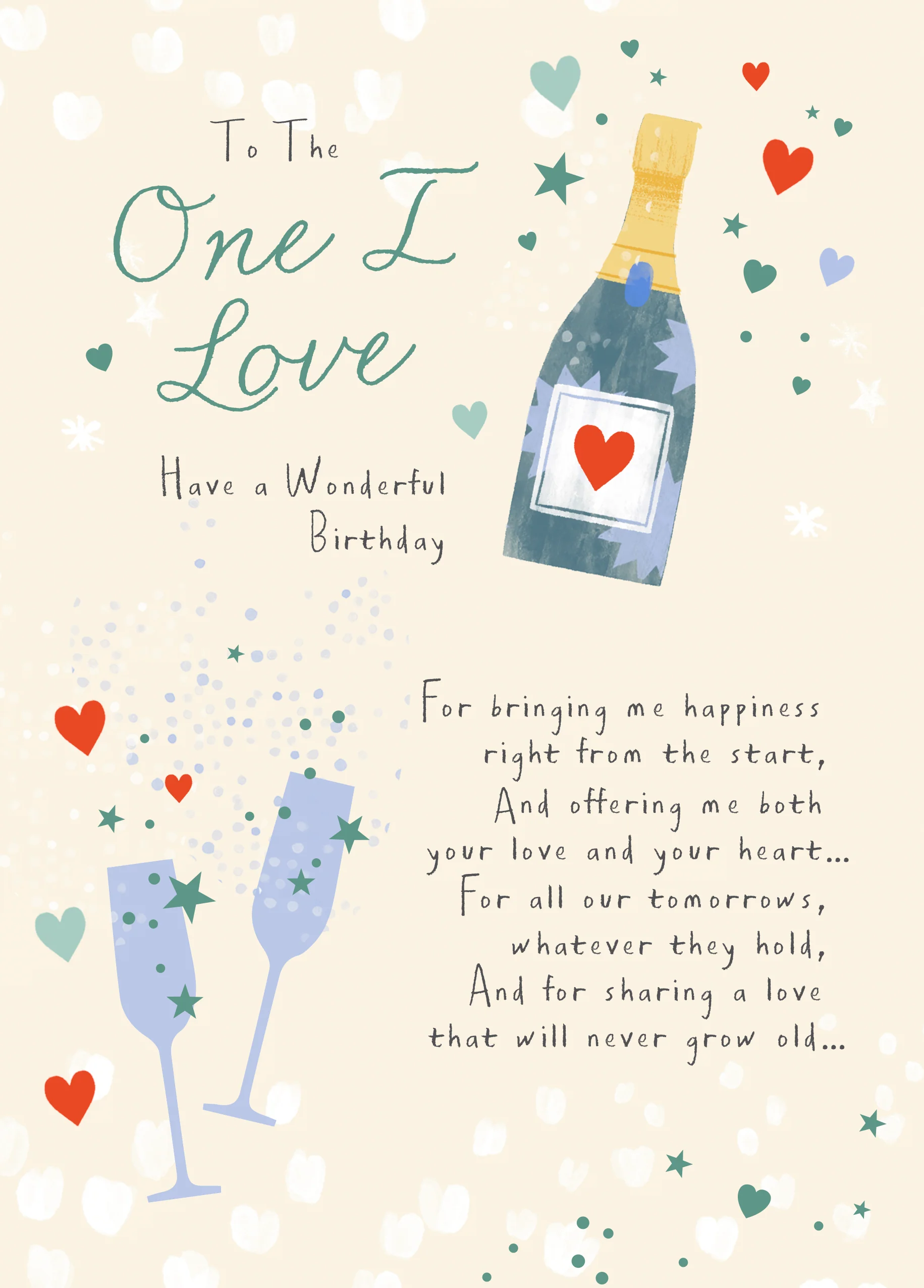 Personalised & Editable Champagne One I Love Birthday Card