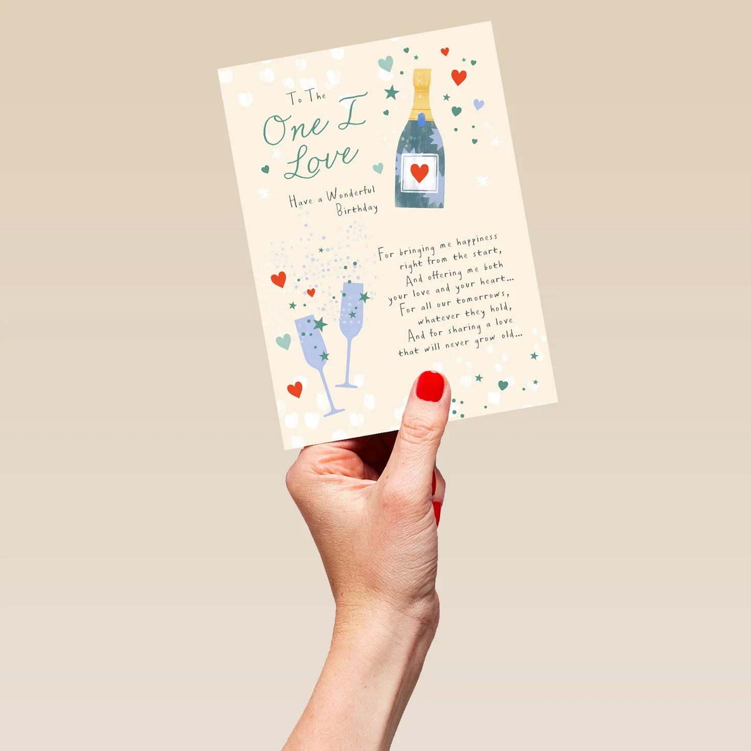 Personalised & Editable Champagne One I Love Birthday Card - Image 5
