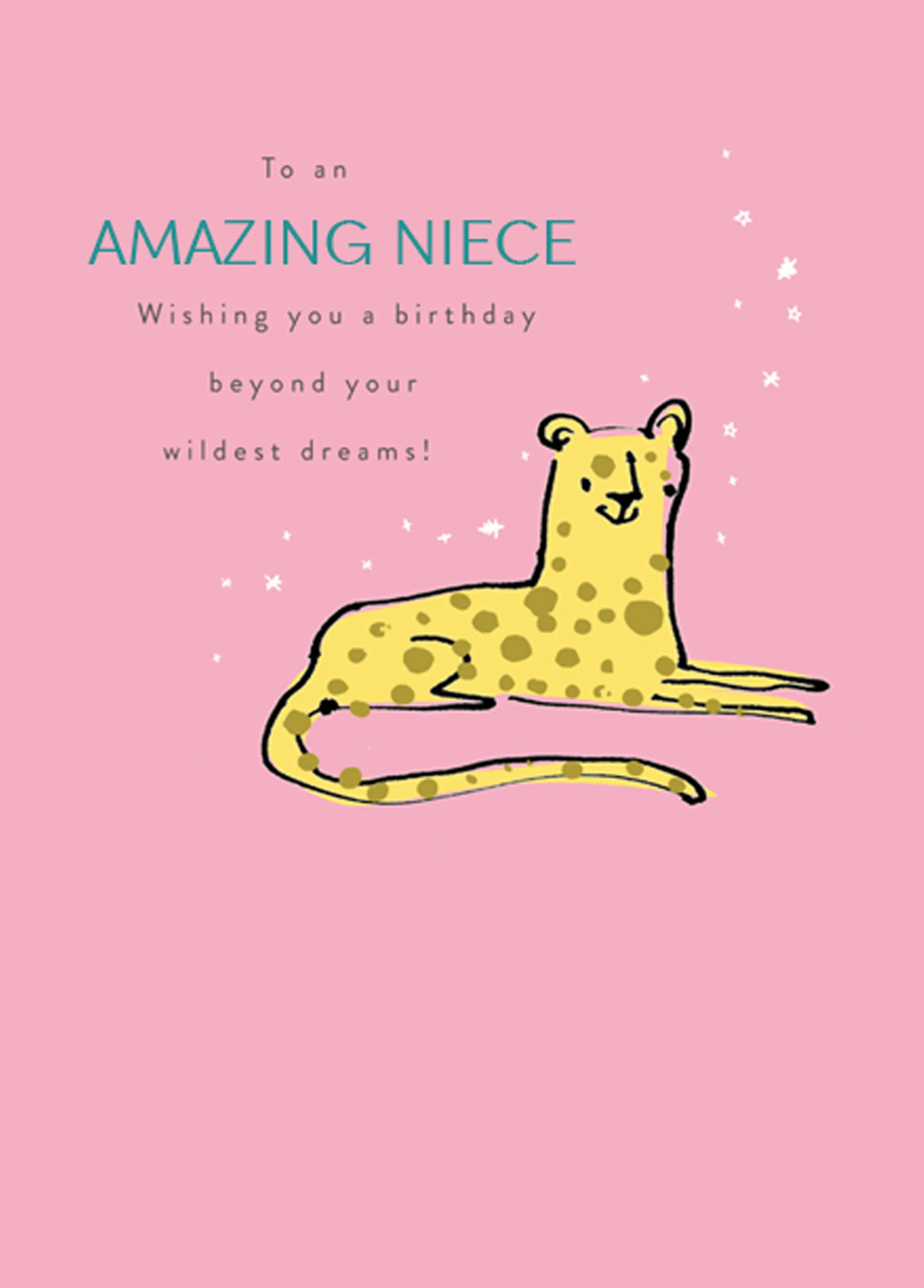 Personalised Editable Cheetah Birthday Card For Niece