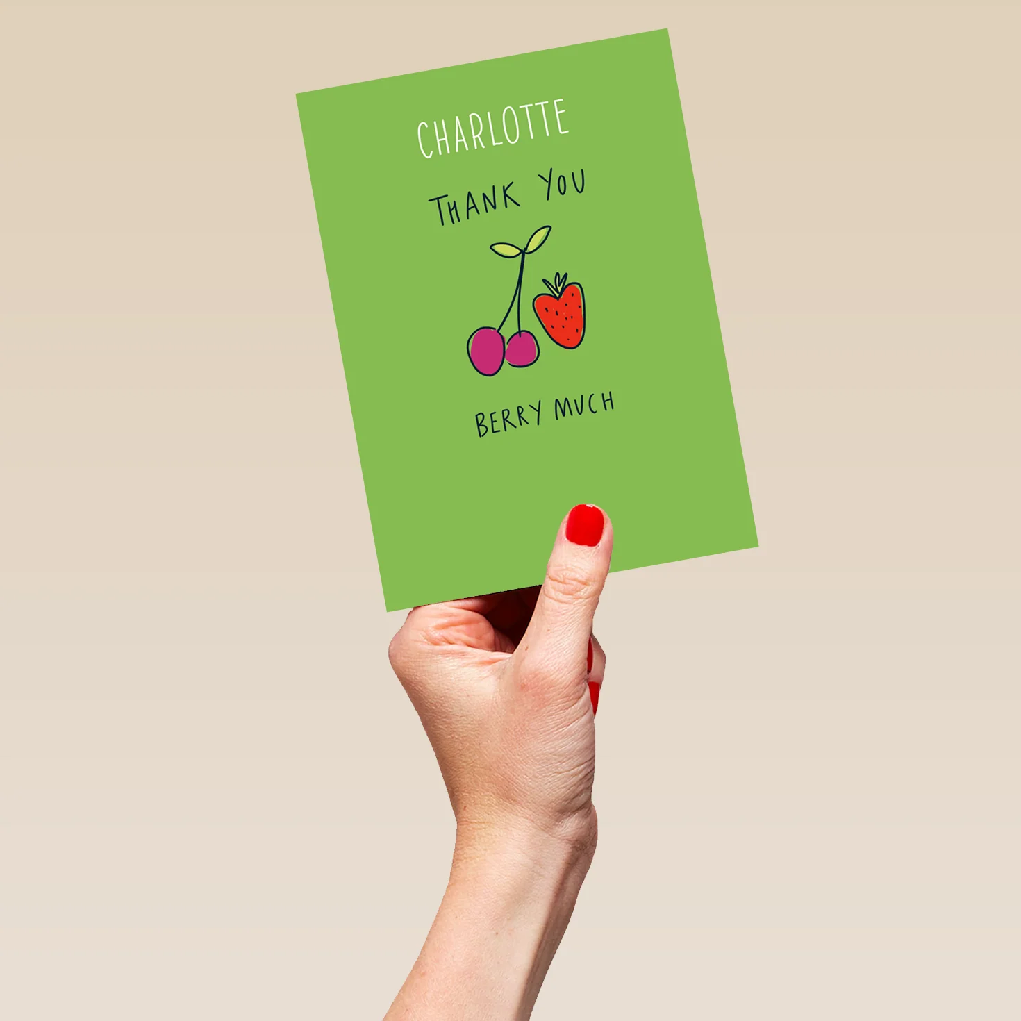 Personalised Editable Cherries & Strawberry Thank You Card - Image 5